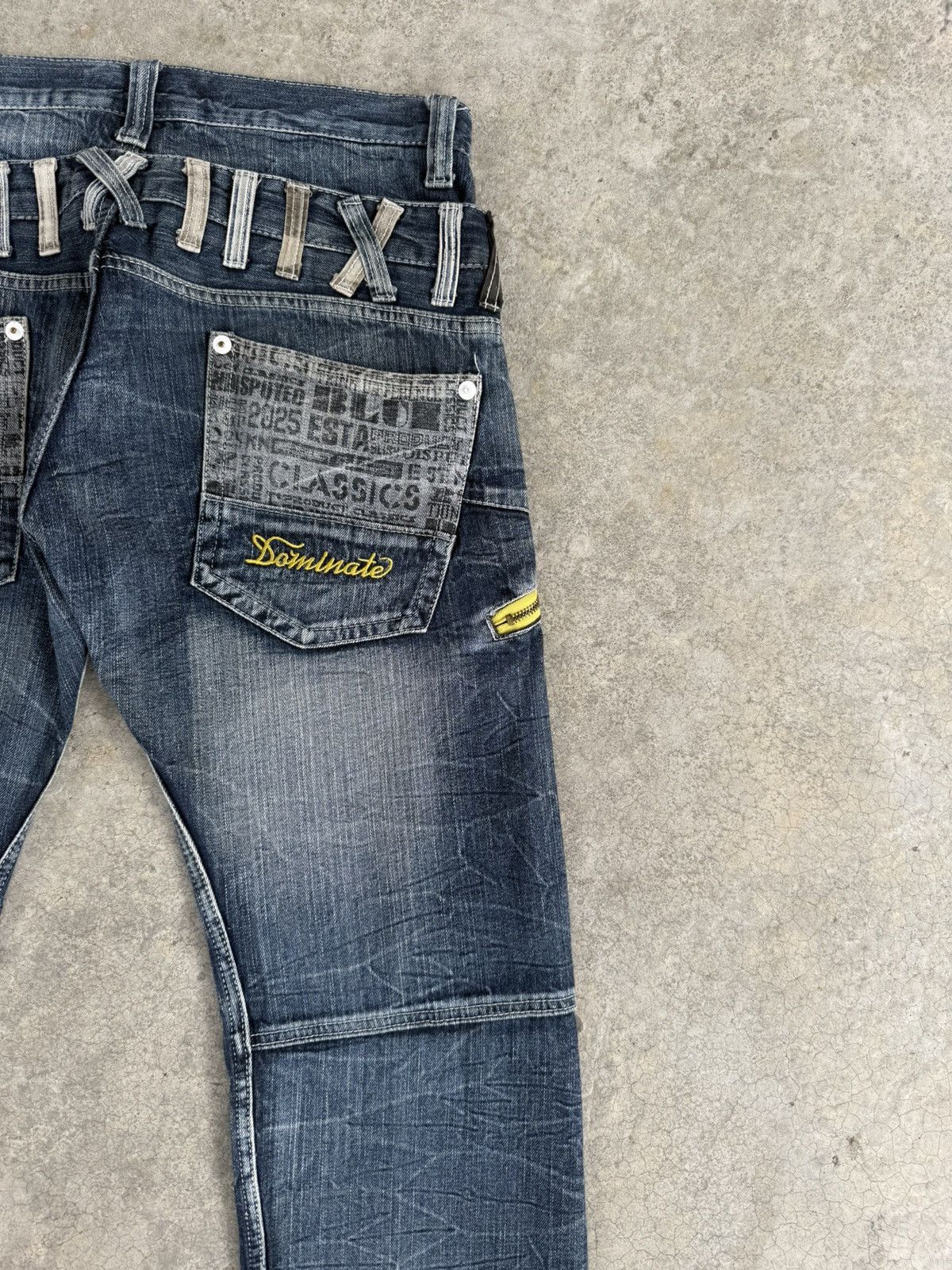 Japanese Brand Japanese Double Waist Dominate Embroidered Distressed Jeans Size US 33 - 10 Thumbnail