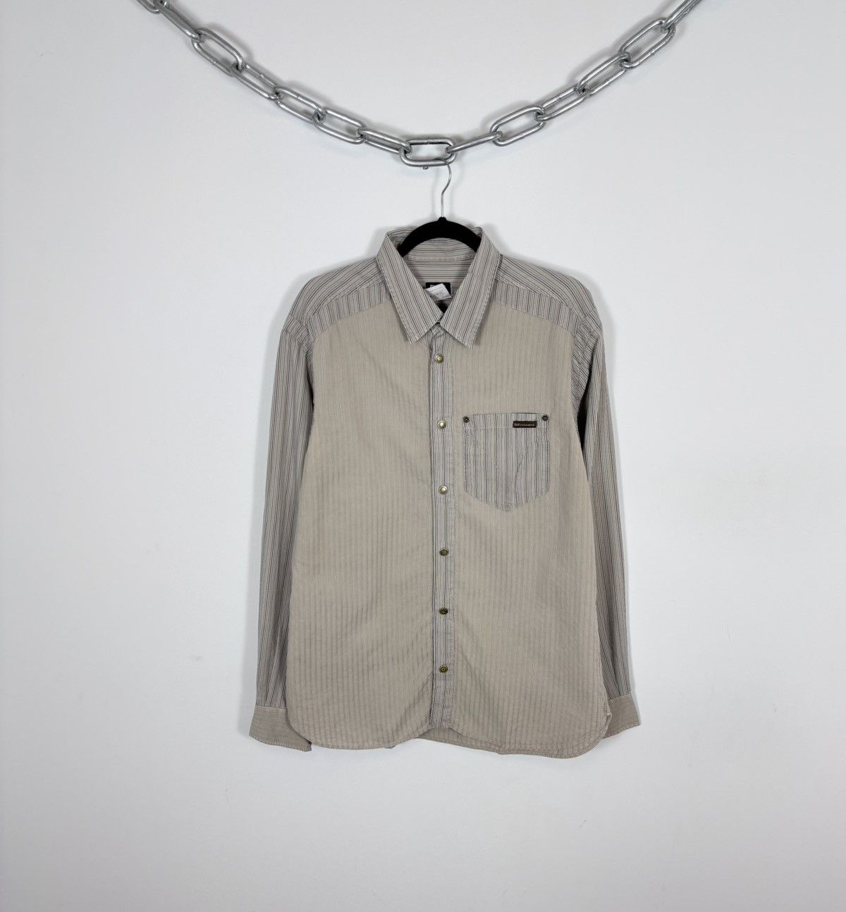 Dolce & Gabbana Dolce & Gabbana Vintage Men’s Beige Striped Button Up Shirt Size US XL / EU 56 / 4 - 1 Thumbnail