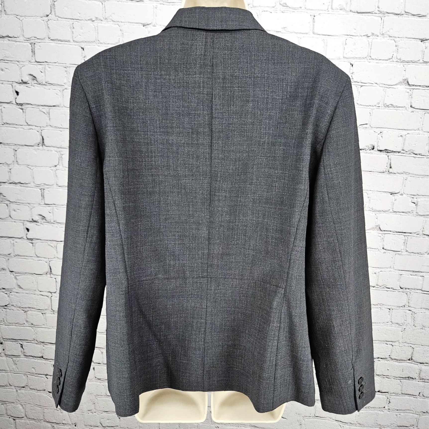 Jones New York Jones NY Grey Wool Blend Stretch Platinum Easy Care Peak Blazer Suit Jacket 16 Size XXL / US 16-18 / IT 52-54 - 2 Thumbnail