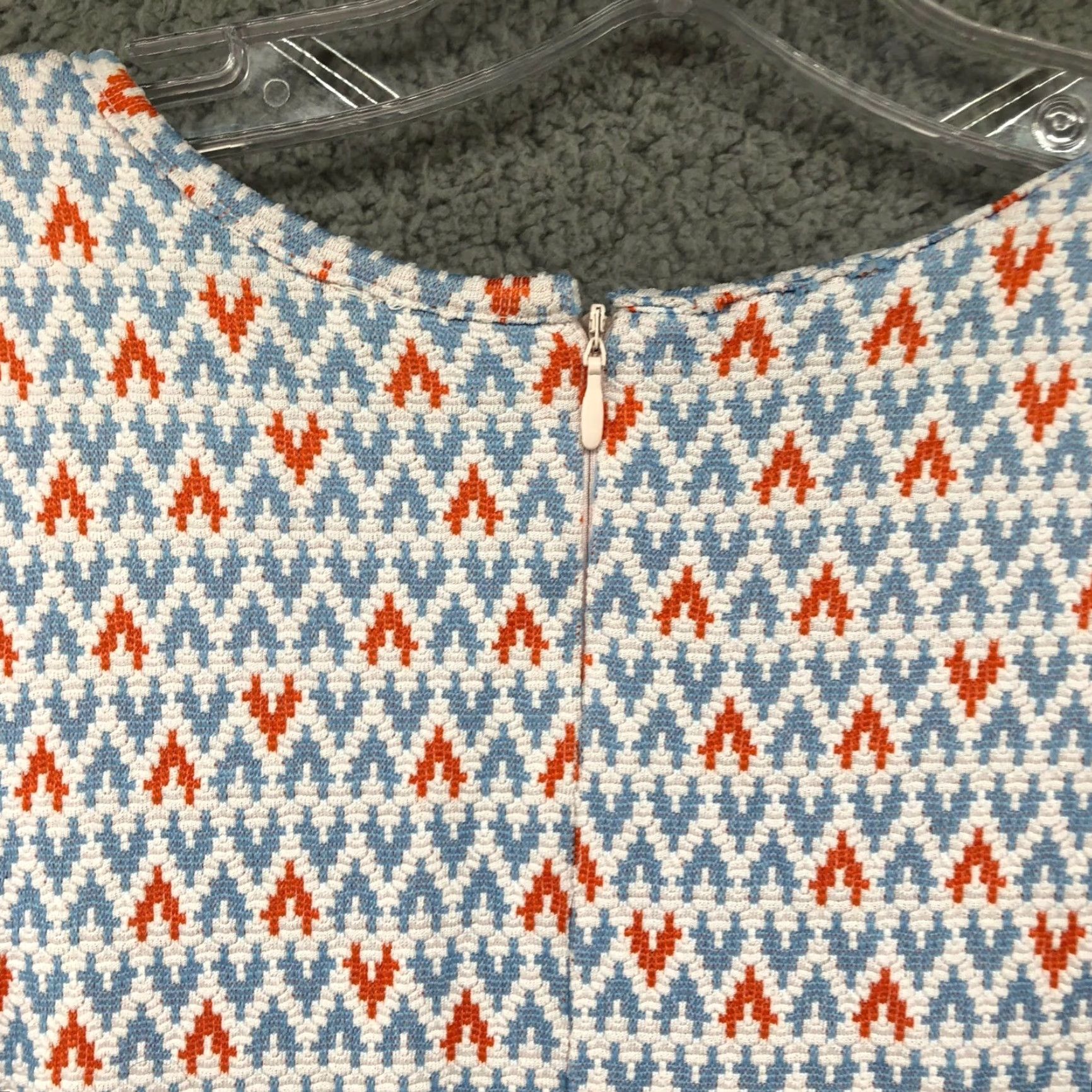 Vintage Moss Geometric Aztec Skater Mini Dress L Green Sleeveless Crew Neck Back Zip Knit Polyester Women Juniors Size L / US 10 / IT 46 - 7 Thumbnail