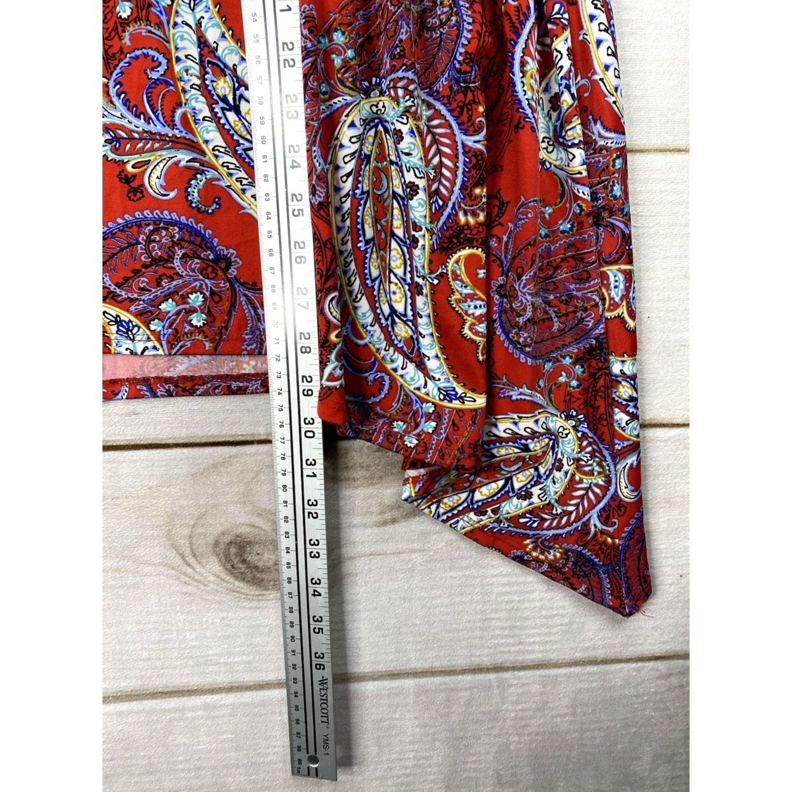 Apt. 9 Apt. 9 Skirt XL Red Paisley Midi Ruched Asymmetric Handkerchief Hem Y2K Retro - Womens Dress/Skirt Size 40" / US 18 - 6 Thumbnail