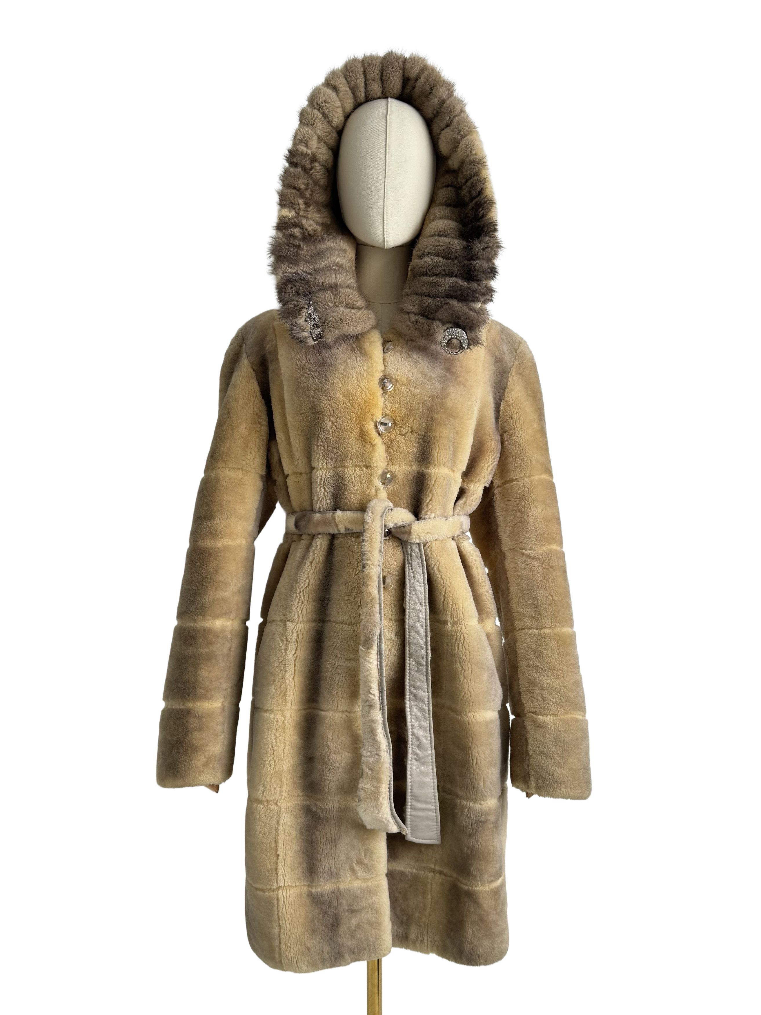 Vintage Vintage Real Sheepskin Hooded Coat Size L / US 10 / IT 46 - 3 Thumbnail