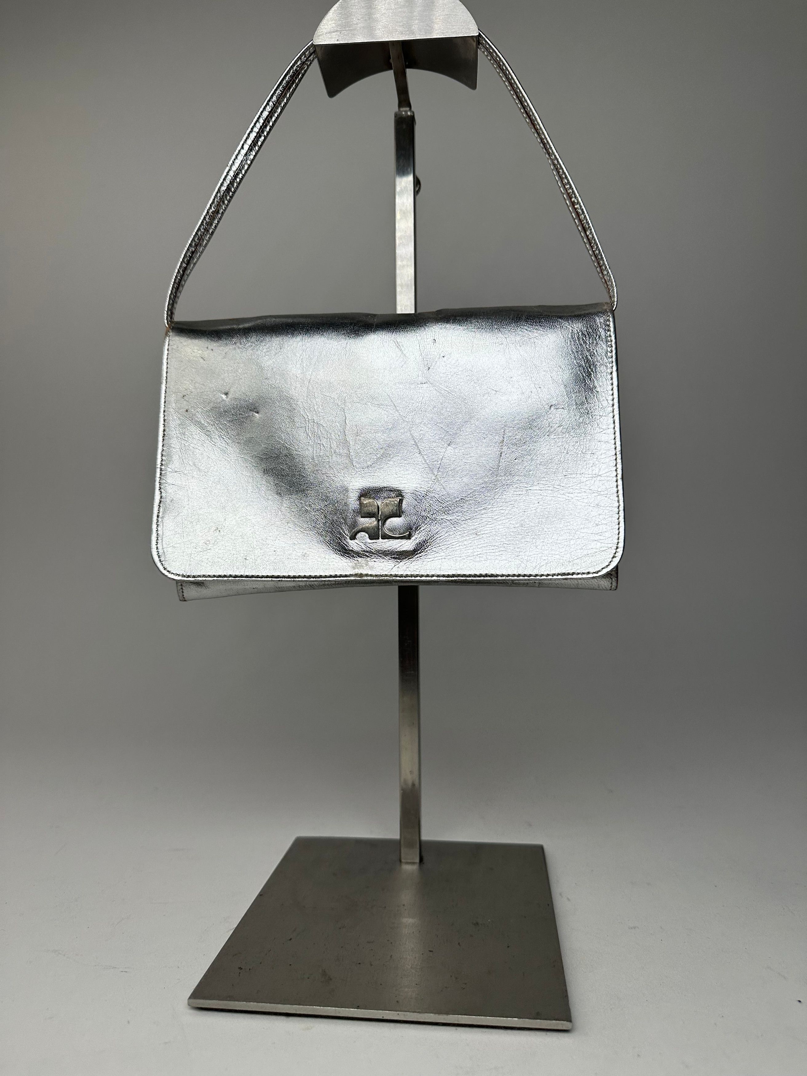 Courreges Vintage Leather Baguette Bag Silver Size ONE SIZE - 1 Thumbnail