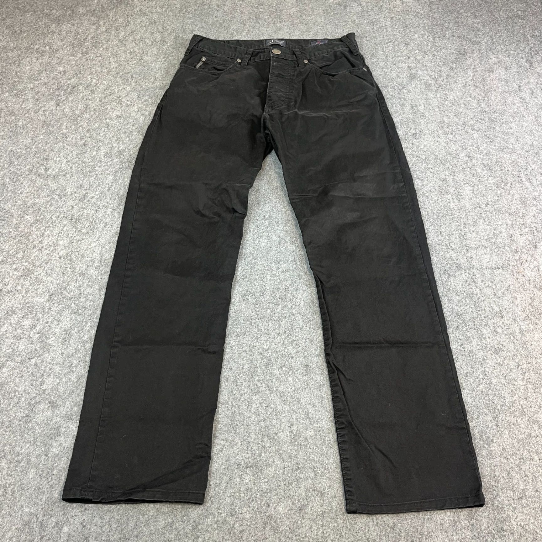 Vintage Armani Jeans Jeans Regular Straight 30 30 Dark Black Stretch Button Fly Mens Size US 30 / EU 46 - 2 Thumbnail