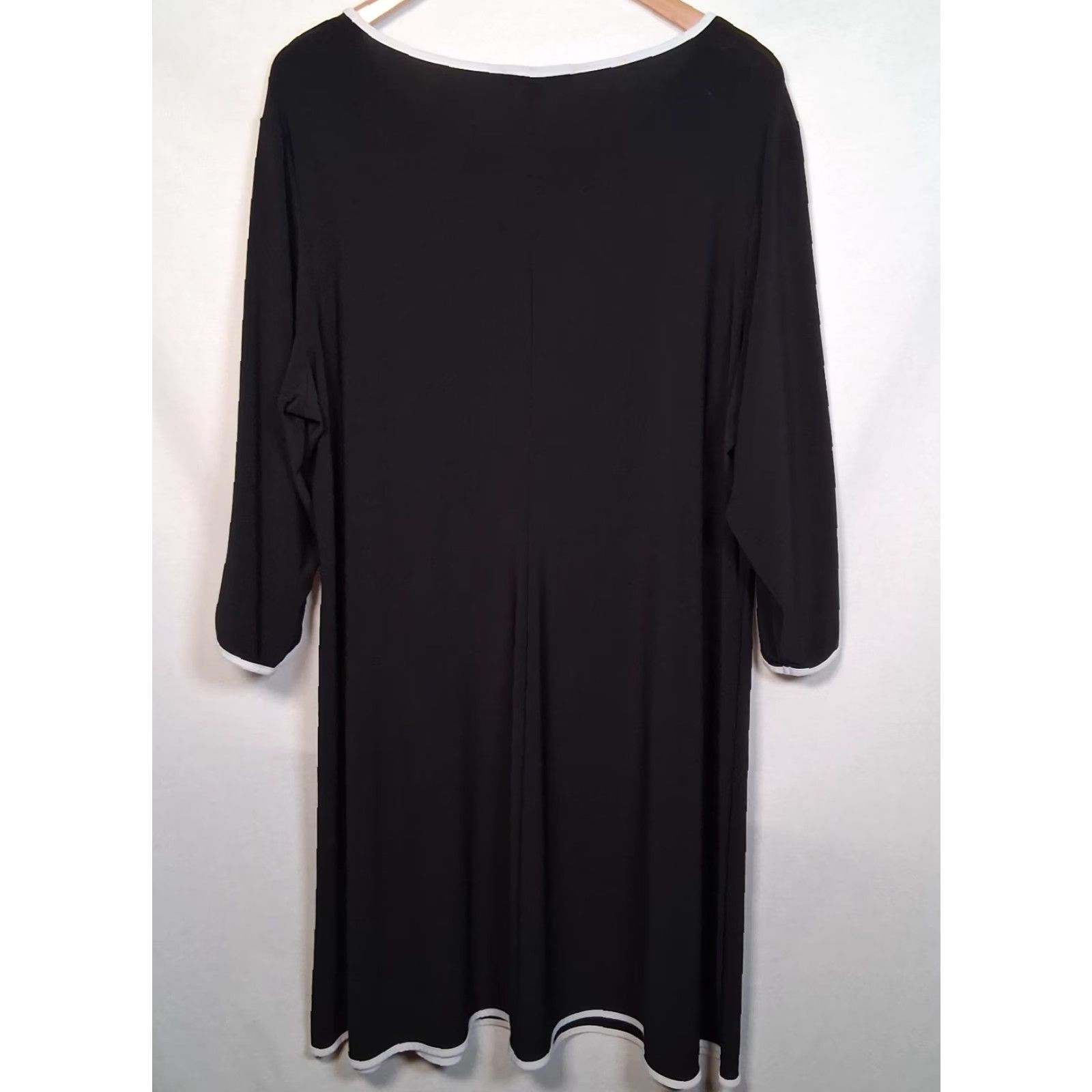 Vintage Tiana B Dress Plus Size Black Knee Length A-Line 3X Women's Stretch Polyester Solid Classic Party Office Wear Size XXL / US 16-18 / IT 52-54 - 2 Thumbnail