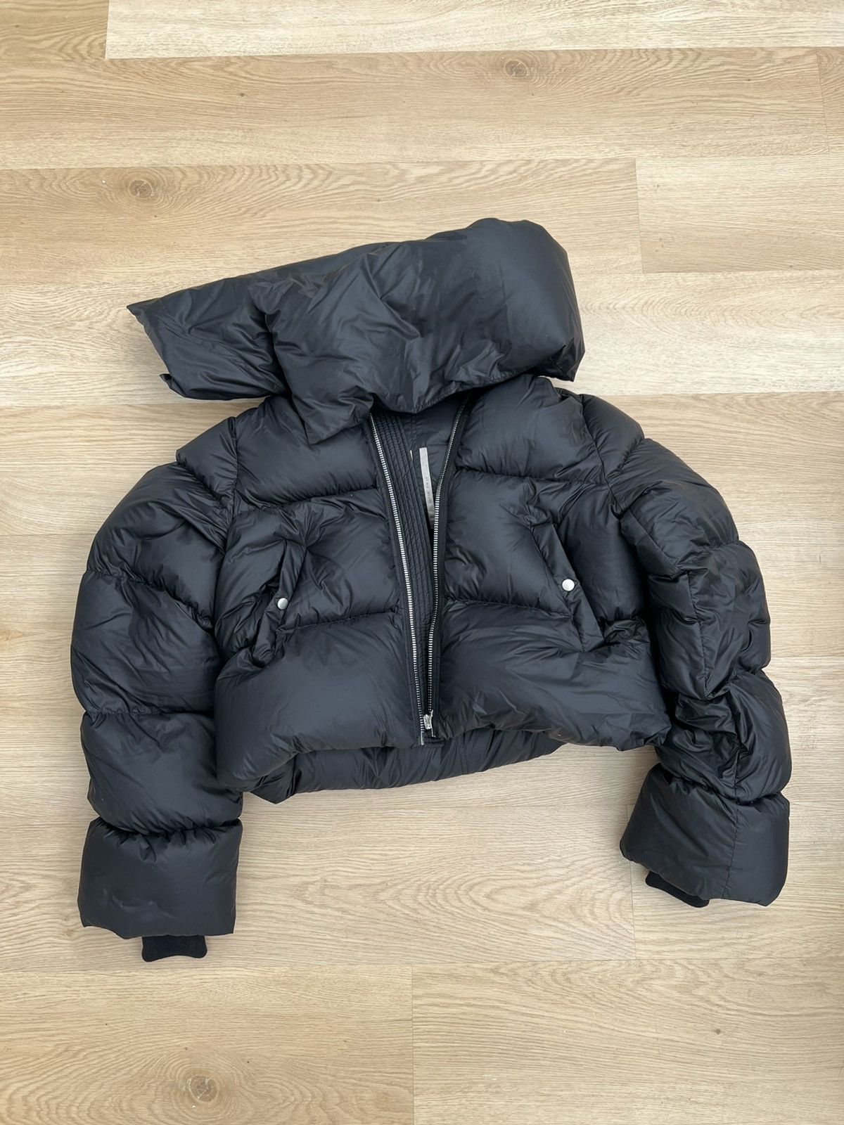 image of Rick Owens Fw23 "luxor" Funnel Neck Down Jacket in Black, Women's (Size Small)