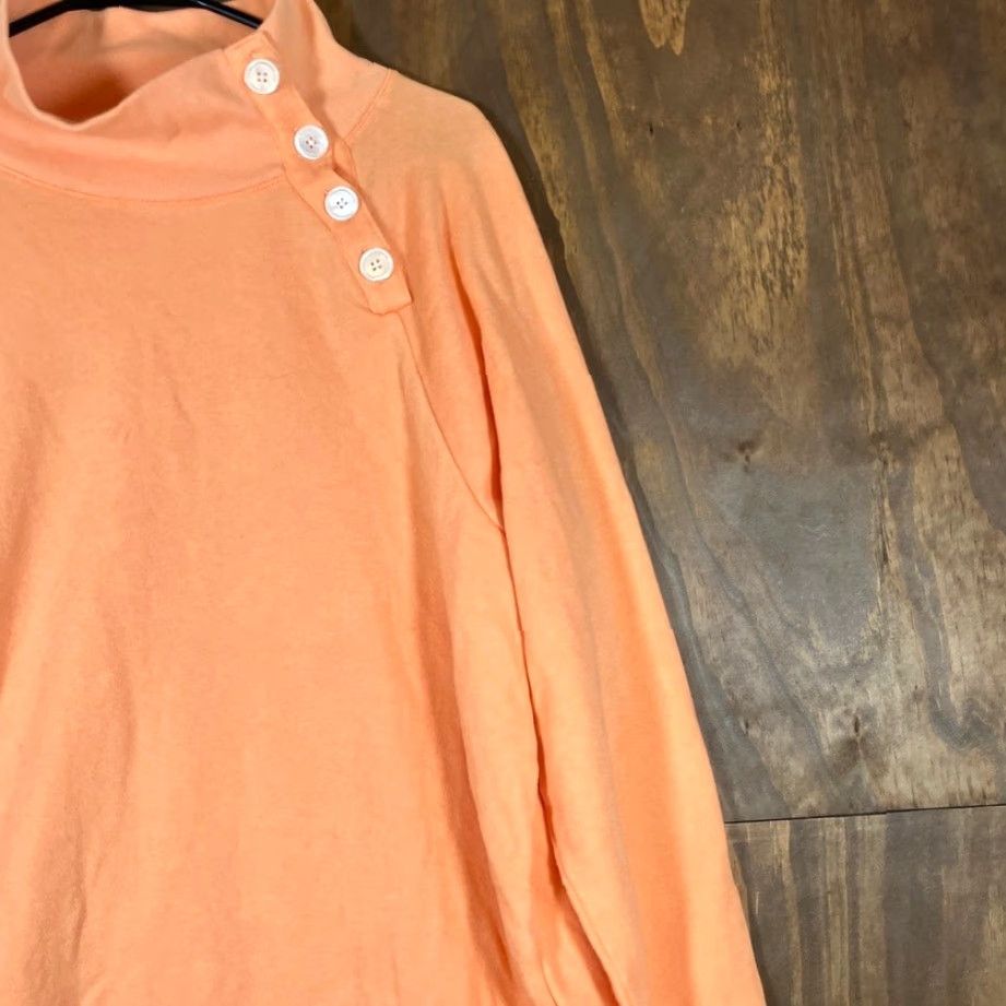 J.Crew VINTAGE J.CREW Womens Sweater Orange Fleece Mock Neck Button Shoulder Long Sleeve XL Size XL / US 12-14 / IT 48-50 - 5 Thumbnail