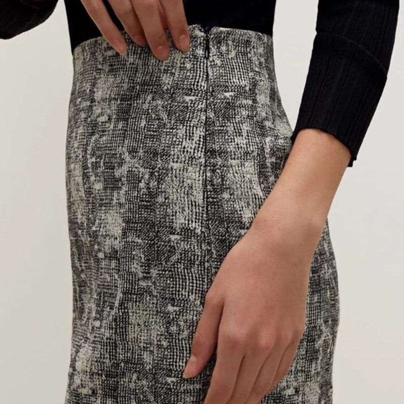 & Other Stories MM. LAFLEUR Black/Cream Pencil Crackle Noho Skirt 12 Size 34" / US 12 / IT 48 - 3 Thumbnail