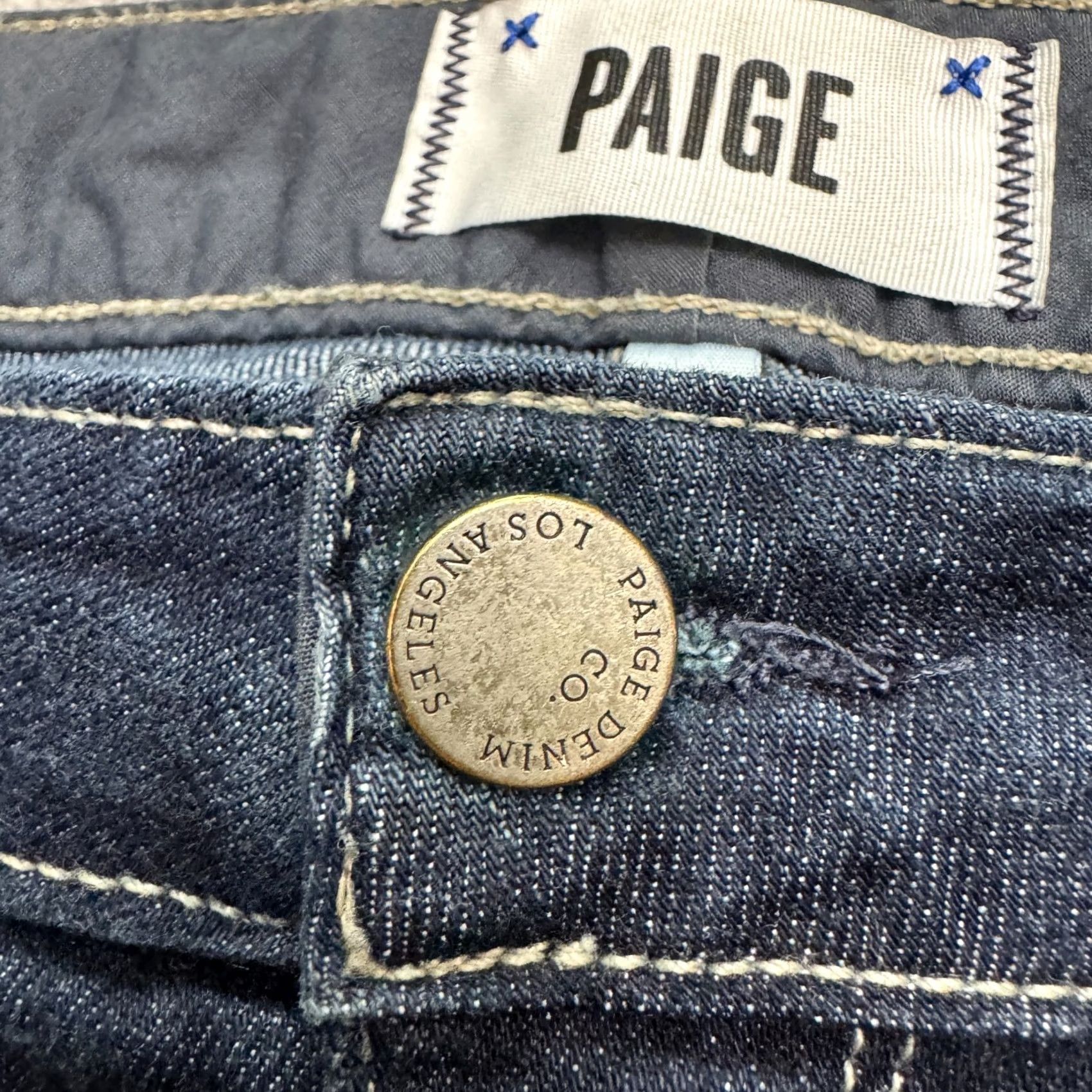 Paige Paige Skyline Straight Denim Jeans Womens 29 Blue Dark Wash Low Rise 32x33 Pants Slim Boyfriend? Size 29" - 3 Thumbnail