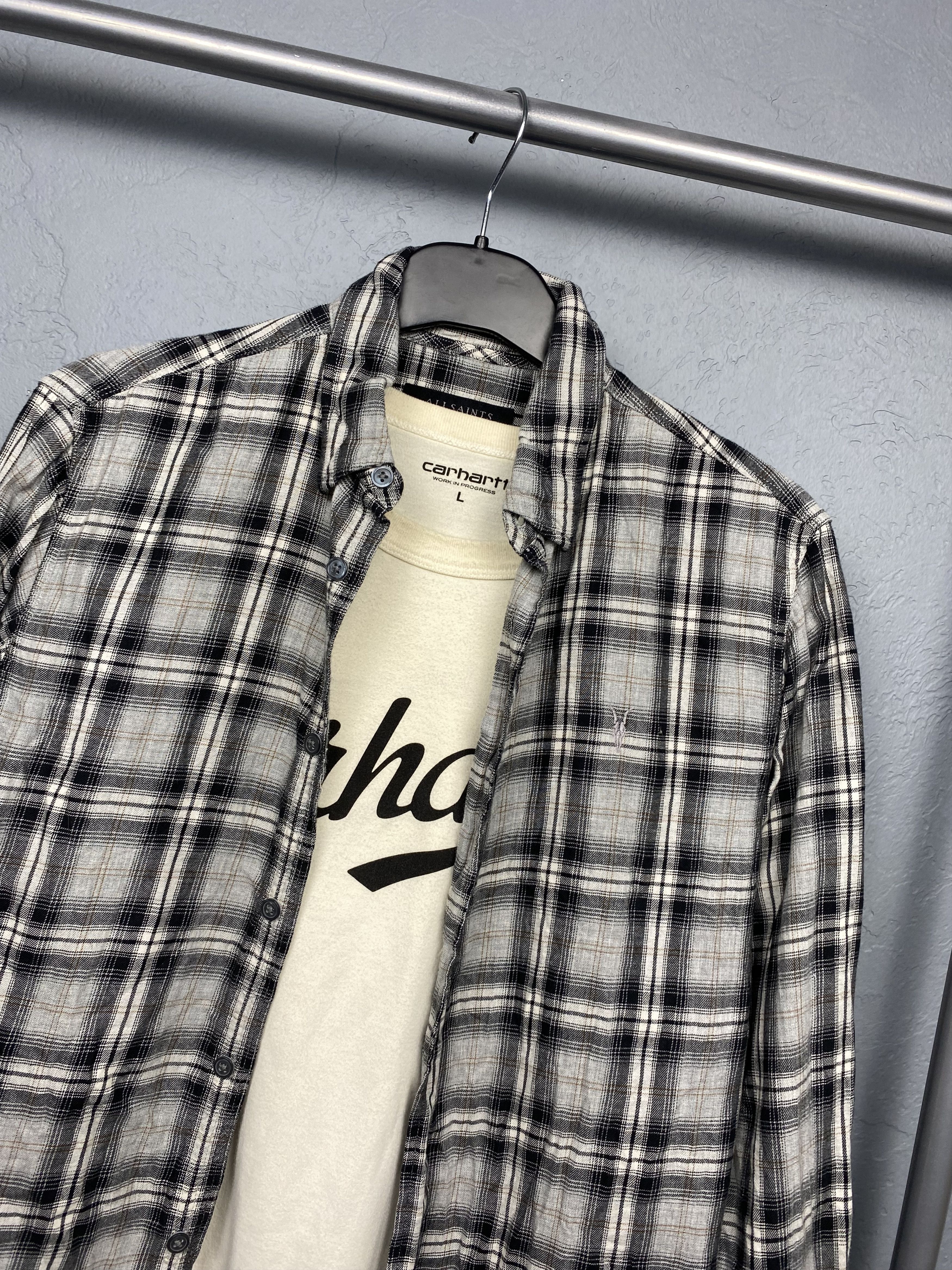 Allsaints × Flannel Allsaints Mens Kelross Flannel Plaid Shirt Size US XS / EU 42 / 0 - 2 Thumbnail