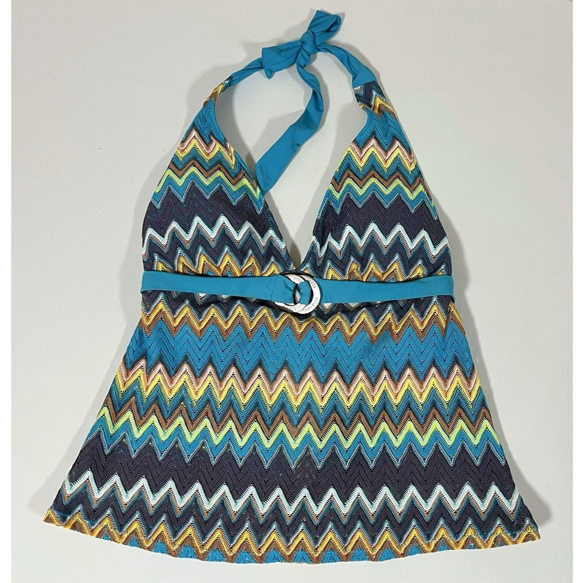 Perry Ellis Perry Ellis Blue Zigzag Tankini Top Bathing Suit Size M 🤎✨ Size M / US 6-8 / IT 42-44 - 1 Thumbnail