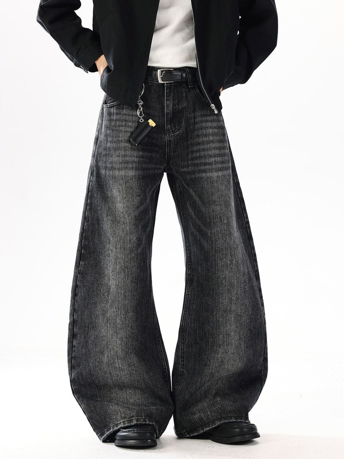 Vintage Retro Washed Paneled Loose Straight-Leg Scythe Jeans Size US 32 / EU 48 - 3 Thumbnail