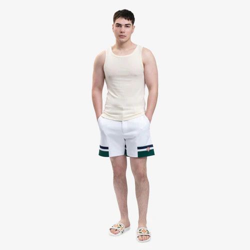Casablanca o1mle0326 Sports Tailoring Shorts in White/Evergreen Size US 34 / EU 50 - 3 Thumbnail