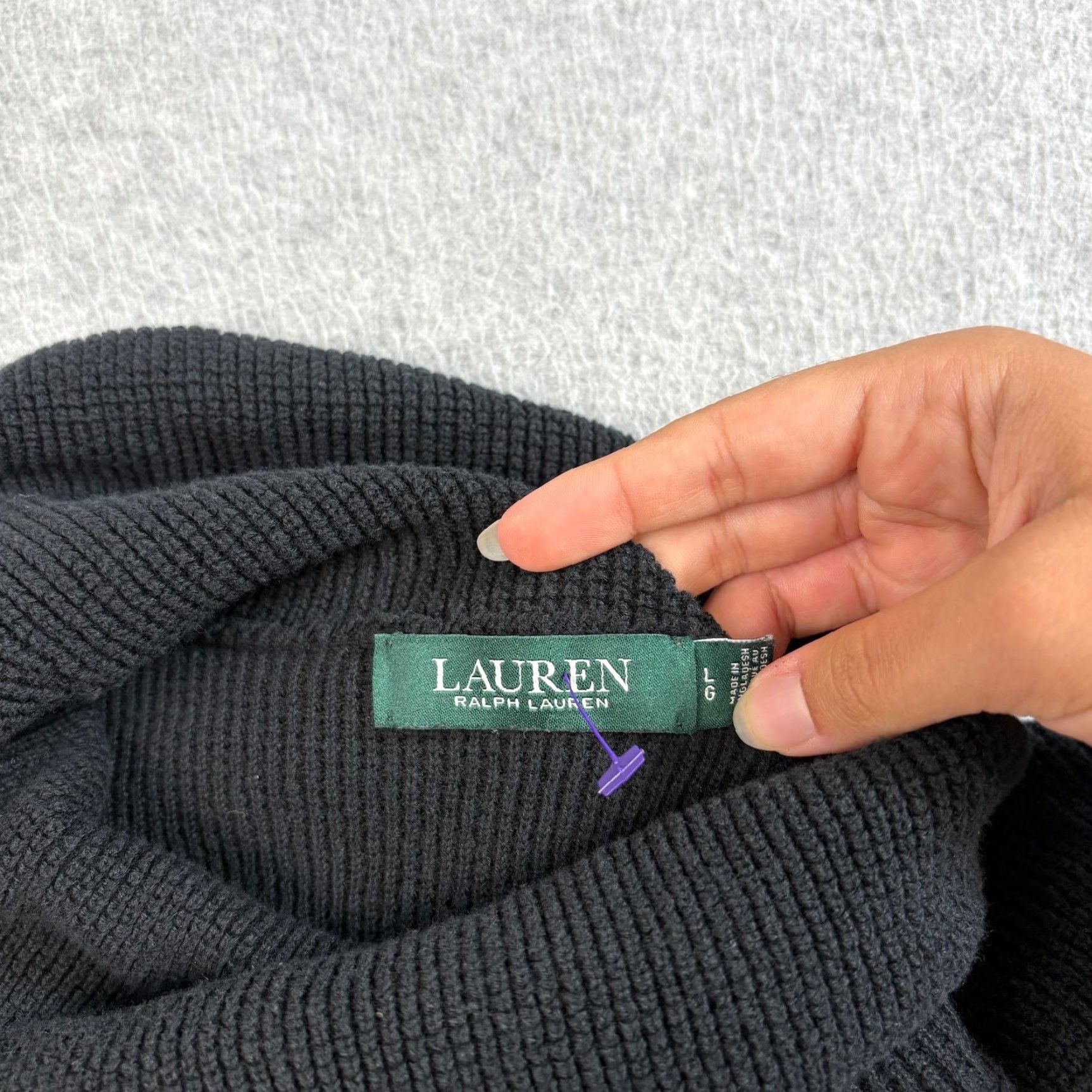 Ralph Lauren Lauren Ralph Lauren Sweater Womens Large Black Cowl Neck Knit Pullover Size L / US 10 / IT 46 - 3 Thumbnail
