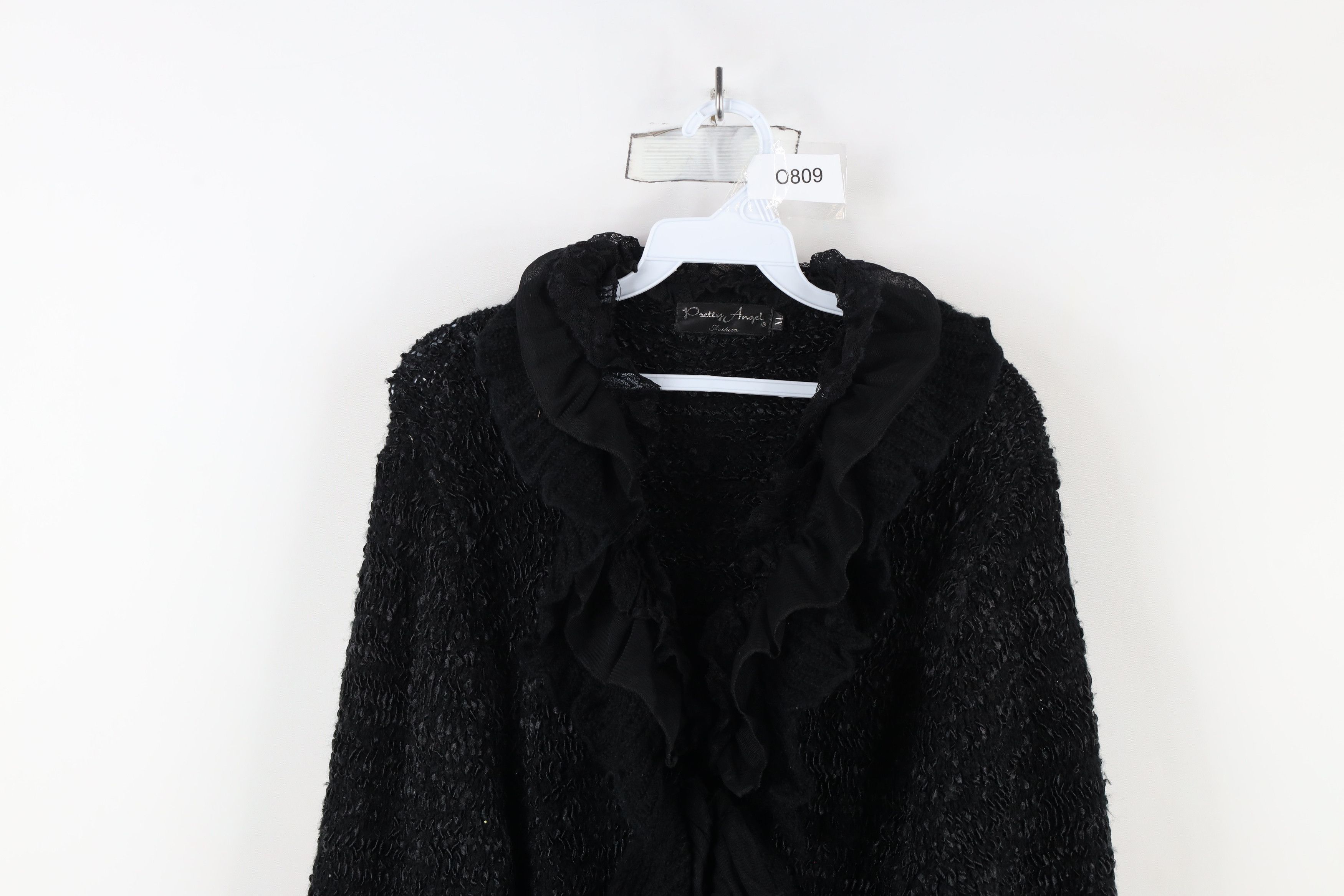 Vintage Vintage 90s Goth Ruffled Toggle Button Full Length Sweater Size XL / US 12-14 / IT 48-50 - 2 Thumbnail