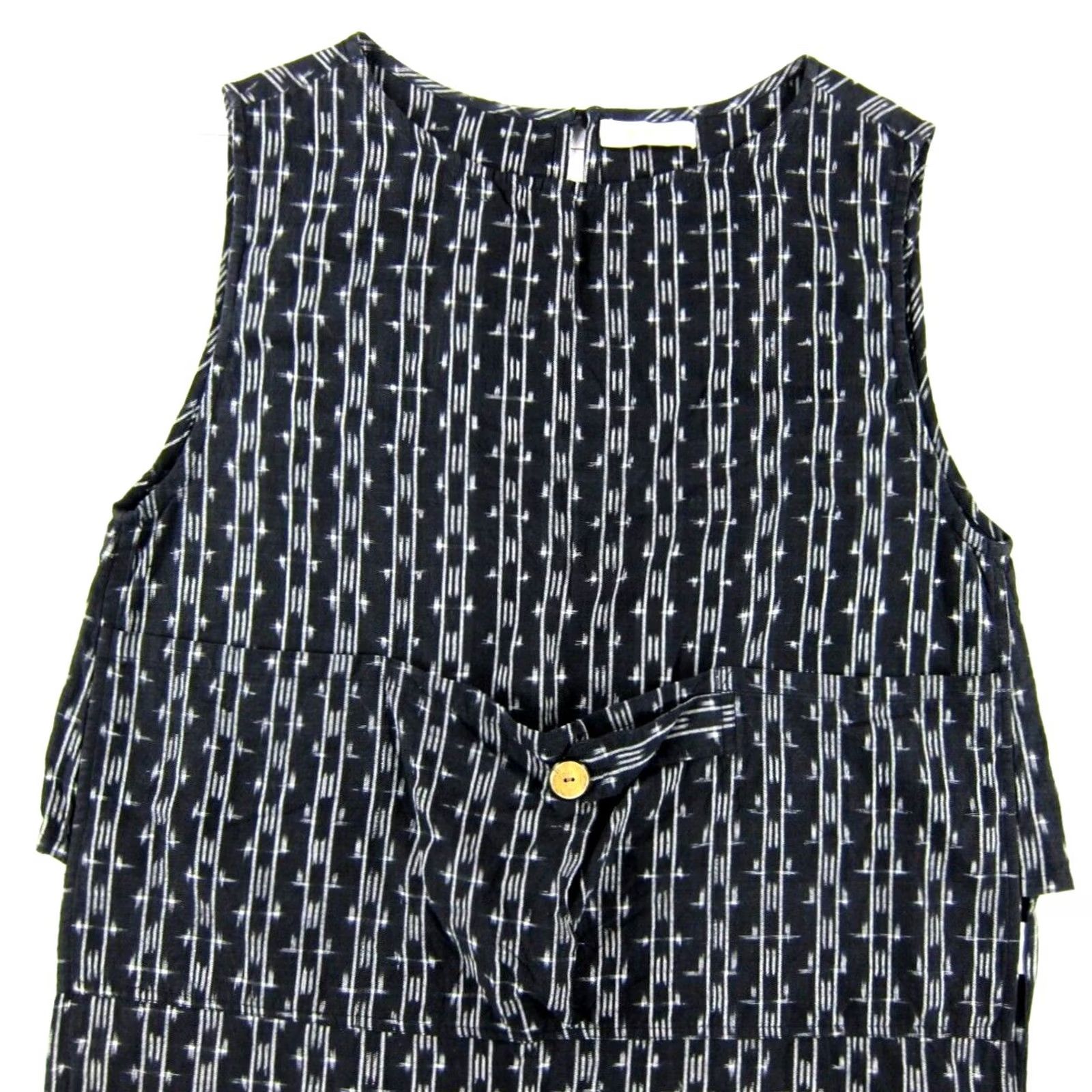 Nomad No Mad 100% Cotton Black White Pocket Tank Apron Open Sides Dress Large Size L / US 10 / IT 46 - 4 Thumbnail