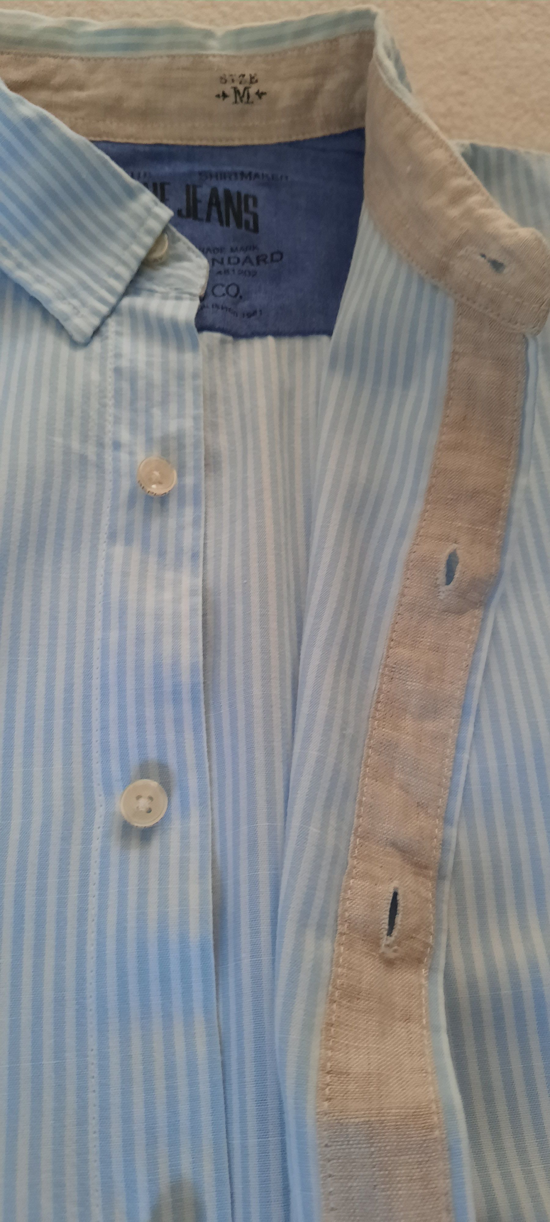 Replay REPLAY Men's Long-Sleeved Shirt, Blue and White Striped, M Size US M / EU 48-50 / 2 - 6 Thumbnail