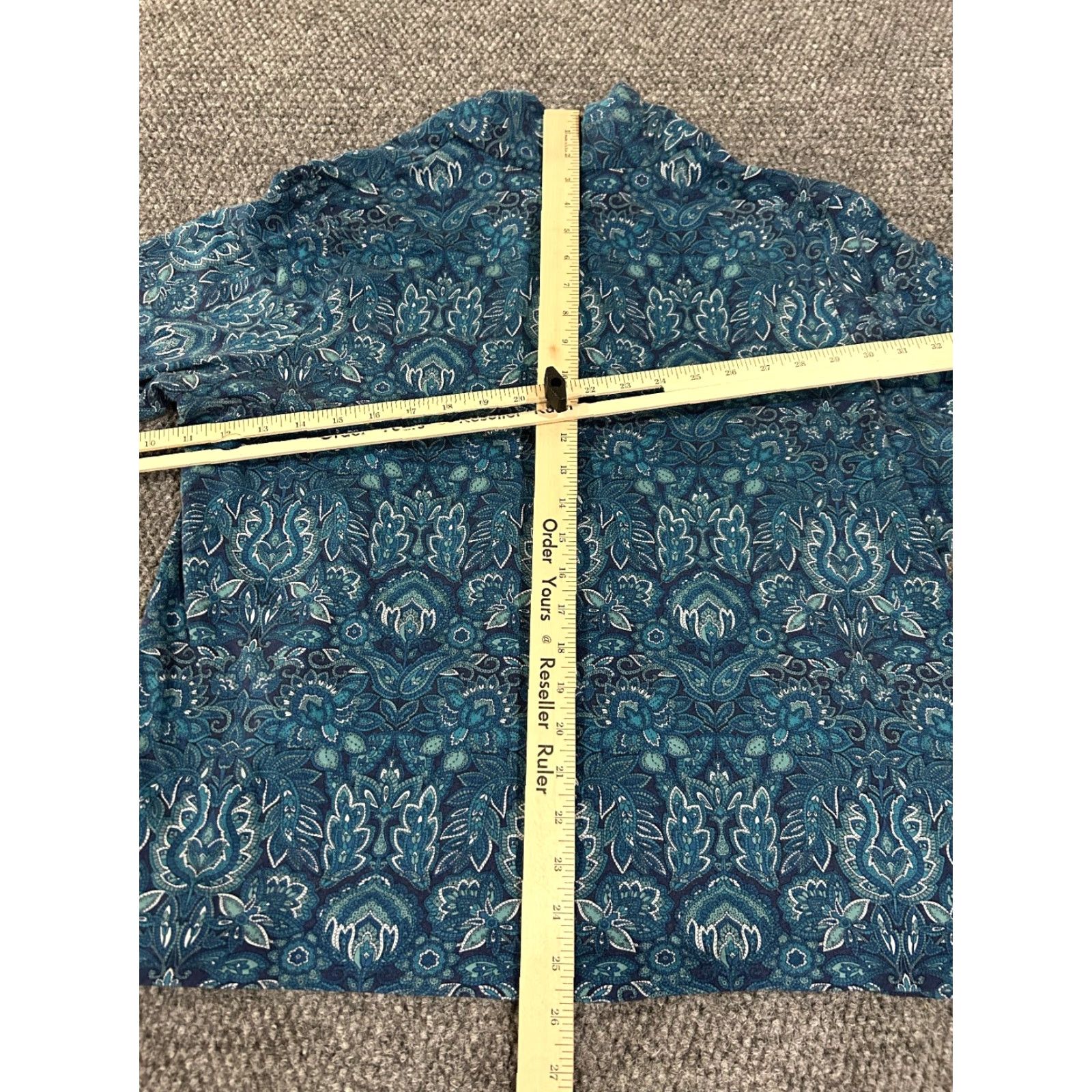 Talbots Talbots Blouse Womens 2X Blue Paisley V-Neck Stretch Casual Long Sleeve Cotton Modal Spandex Down-Blend Regular Size XXL / US 16-18 / IT 52-54 - 6 Thumbnail