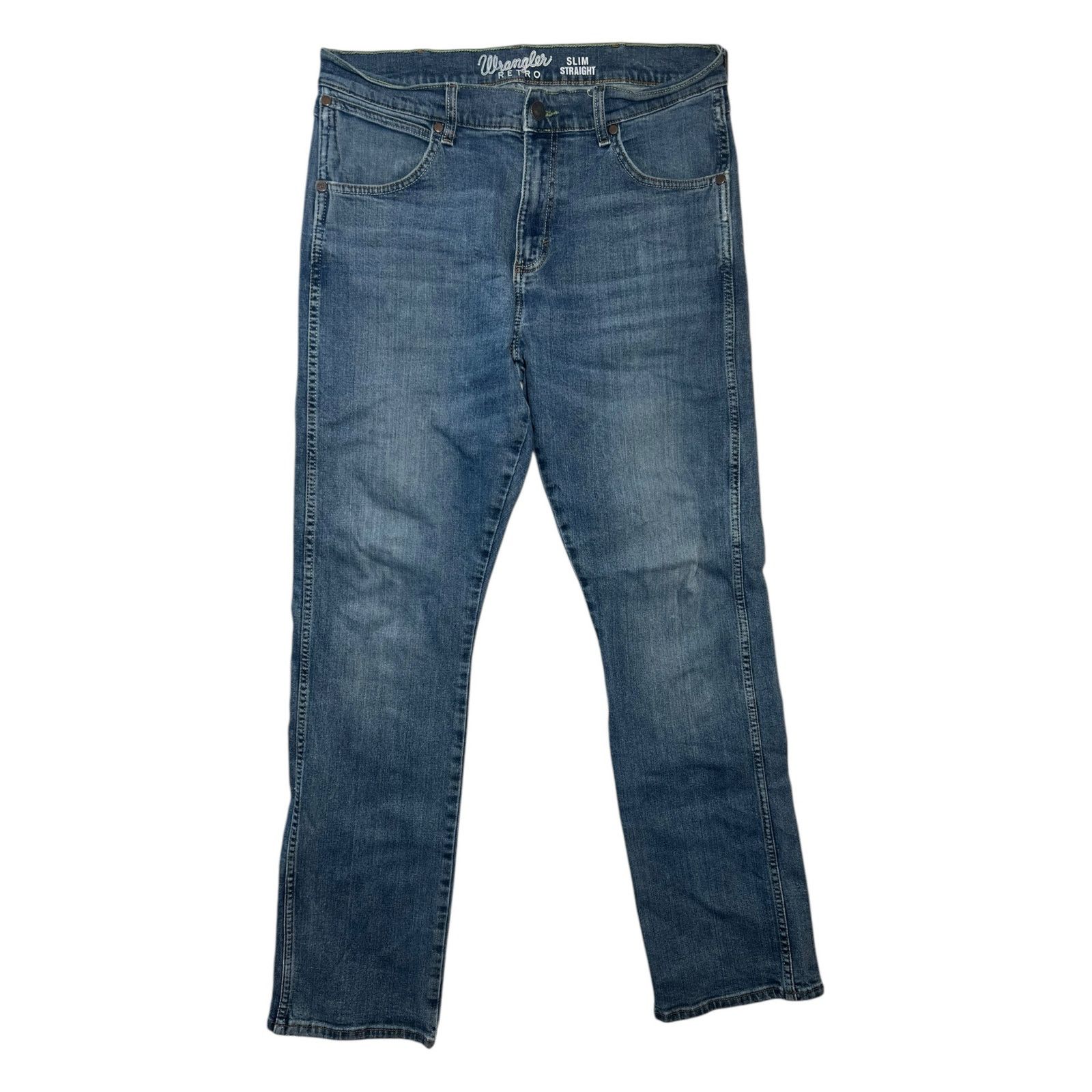 Wrangler Wrangler Men’s 34x31 Blue Denim Slim Straight Fit Jeans Size US 34 / EU 50 - 1 Thumbnail