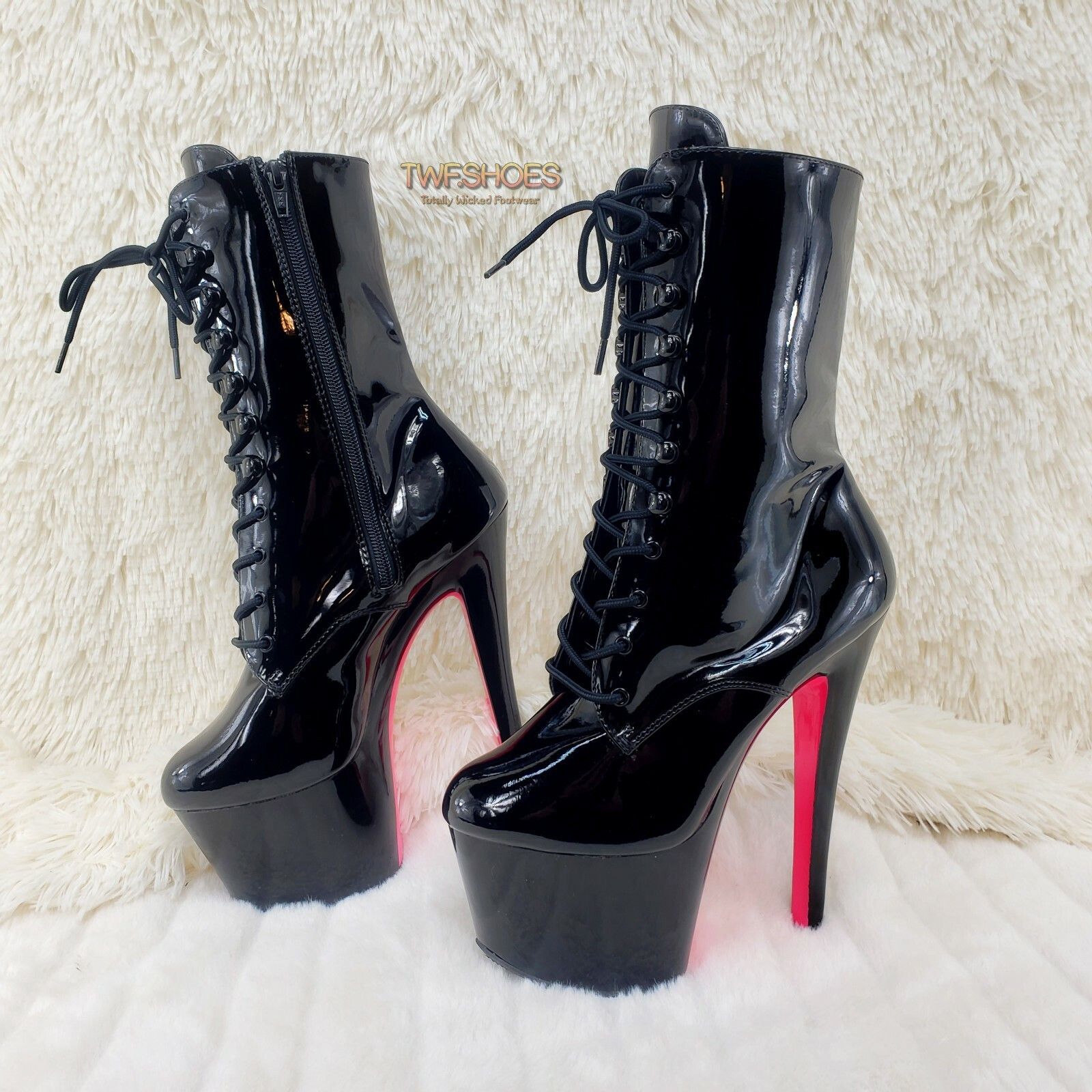 Other XTREME 1020TT Black Patent UV Neon Pink Platform Ankle BootS Size US 12 / IT 42 - 9 Thumbnail