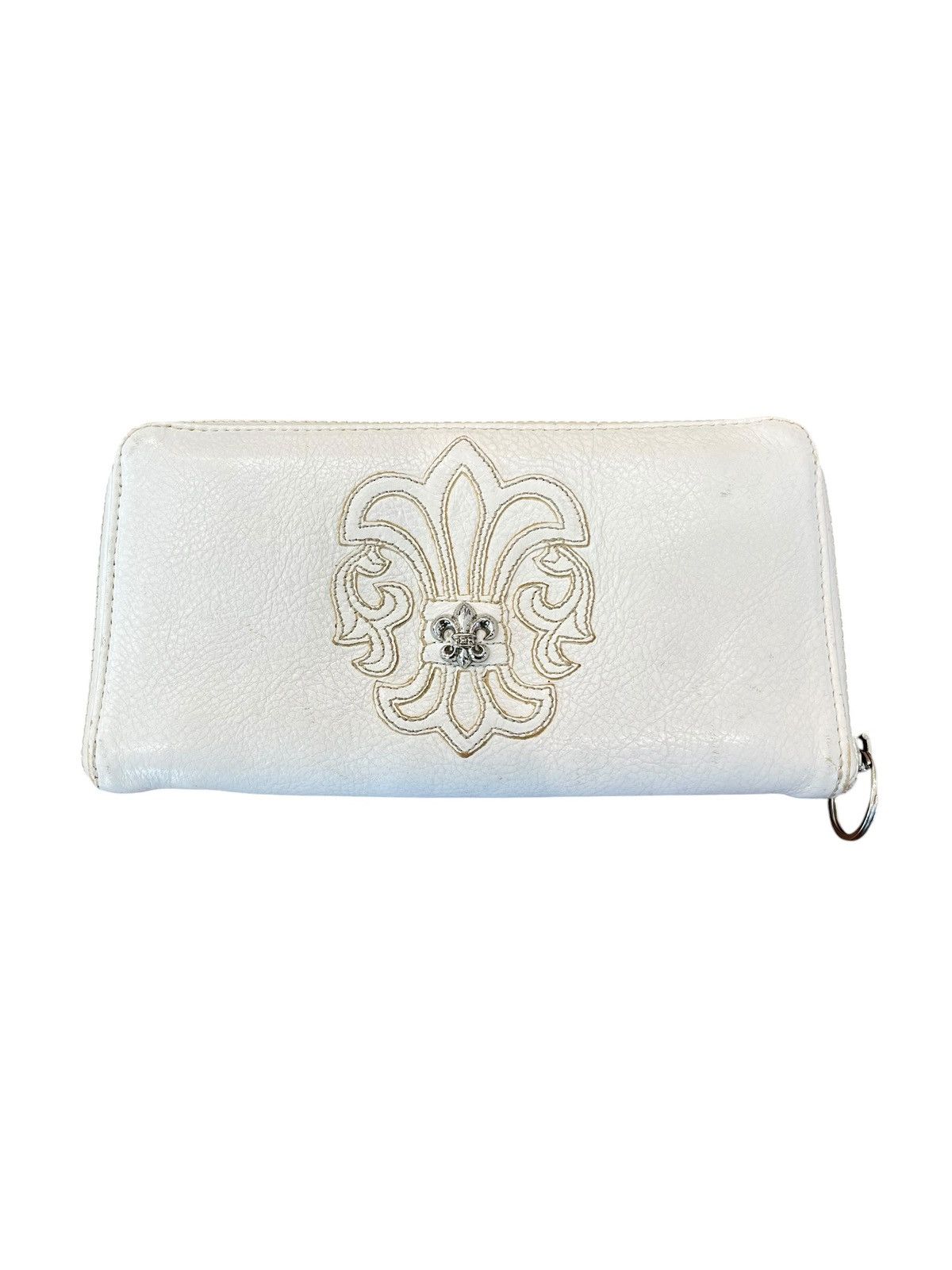 Chrome Hearts Chrome Hearts Rhodium BS Fleur Wallet White Leather Scroll Size ONE SIZE - 1 Thumbnail