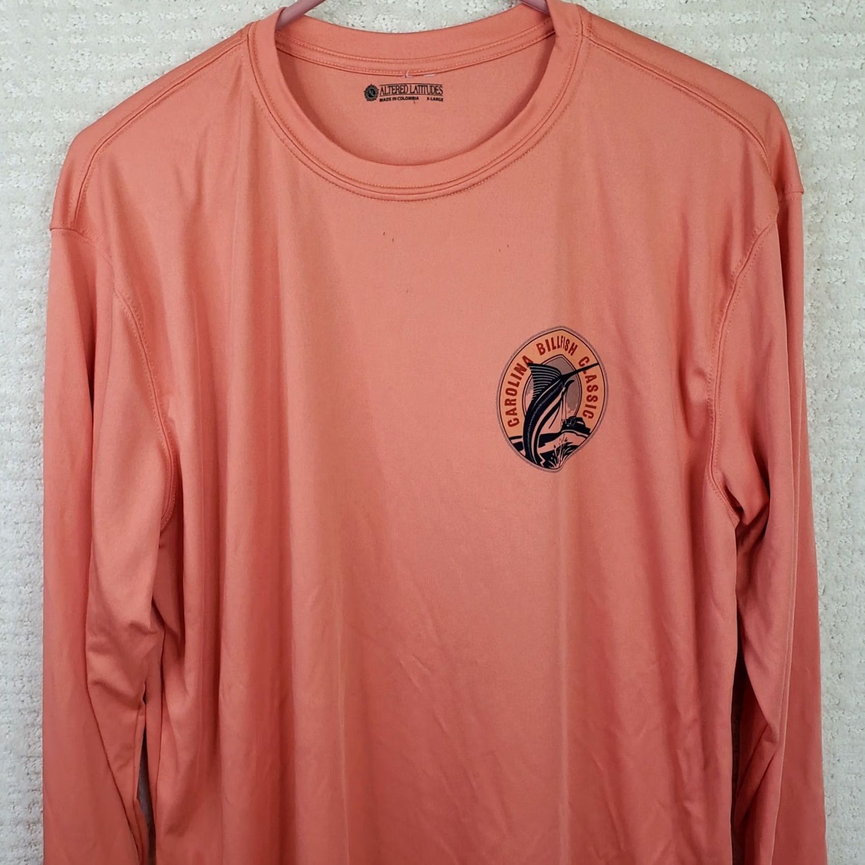 Vintage Altered Latitudes Carolina BILLFISH Classic Long Sleeve Peach Map T-Shirt XL Size US XL / EU 56 / 4 - 3 Thumbnail