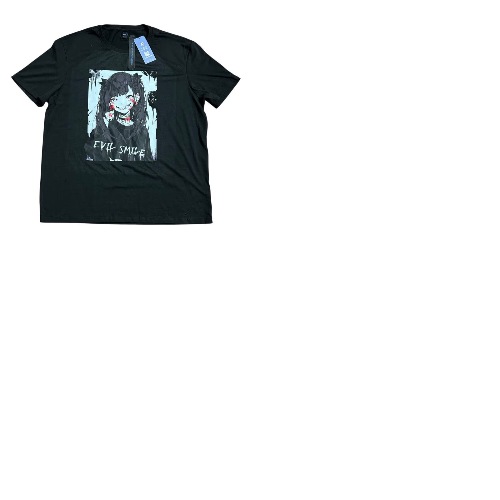 Vintage ROMWE Men's Black Evil Smile Girl Graphic Print Shirt Sz 2XL NWT Anime Shirt Men Short Sleeve Graphic Print Shirt Black Mens 2XL Anime Size US XXL / EU 58 / 5 - 10 Thumbnail