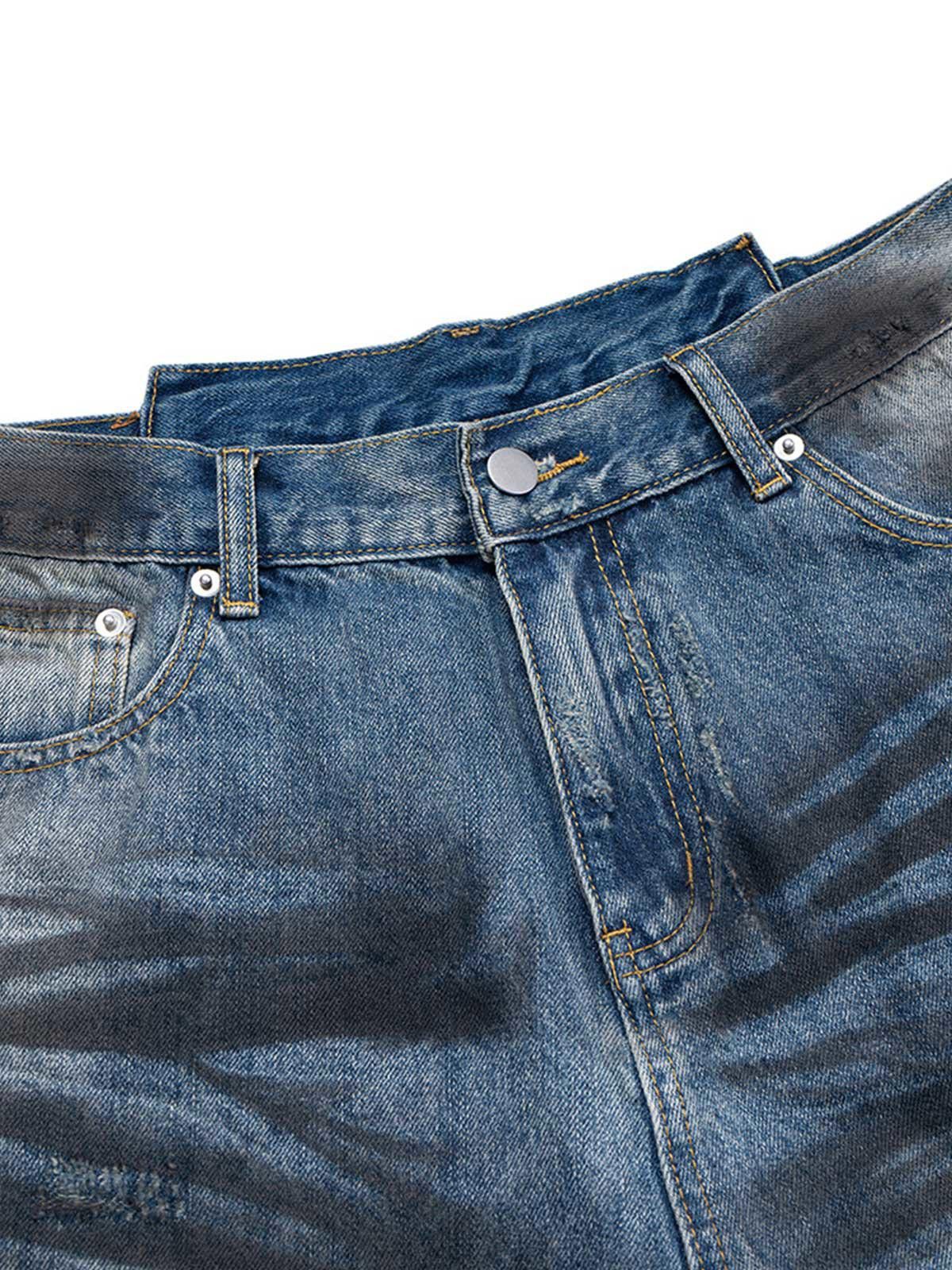 Japanese Brand Tie-Dye Distressed Denim Shorts Size ONE SIZE - 5 Thumbnail