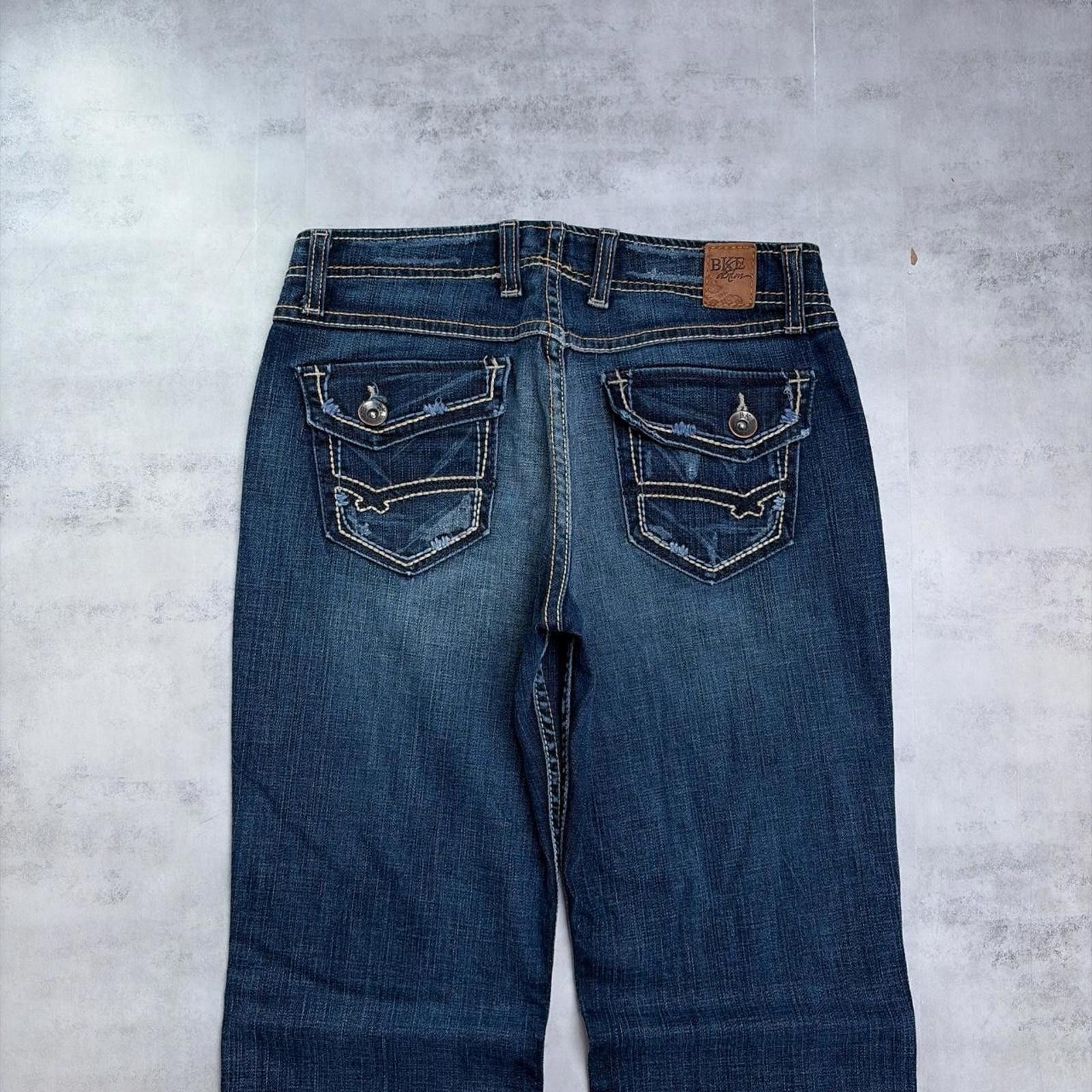 BKE Y2K Dark Wash BKE Denim Grunge Flared Denim Jeans Size 30" / US 8 / IT 44 - 3 Thumbnail