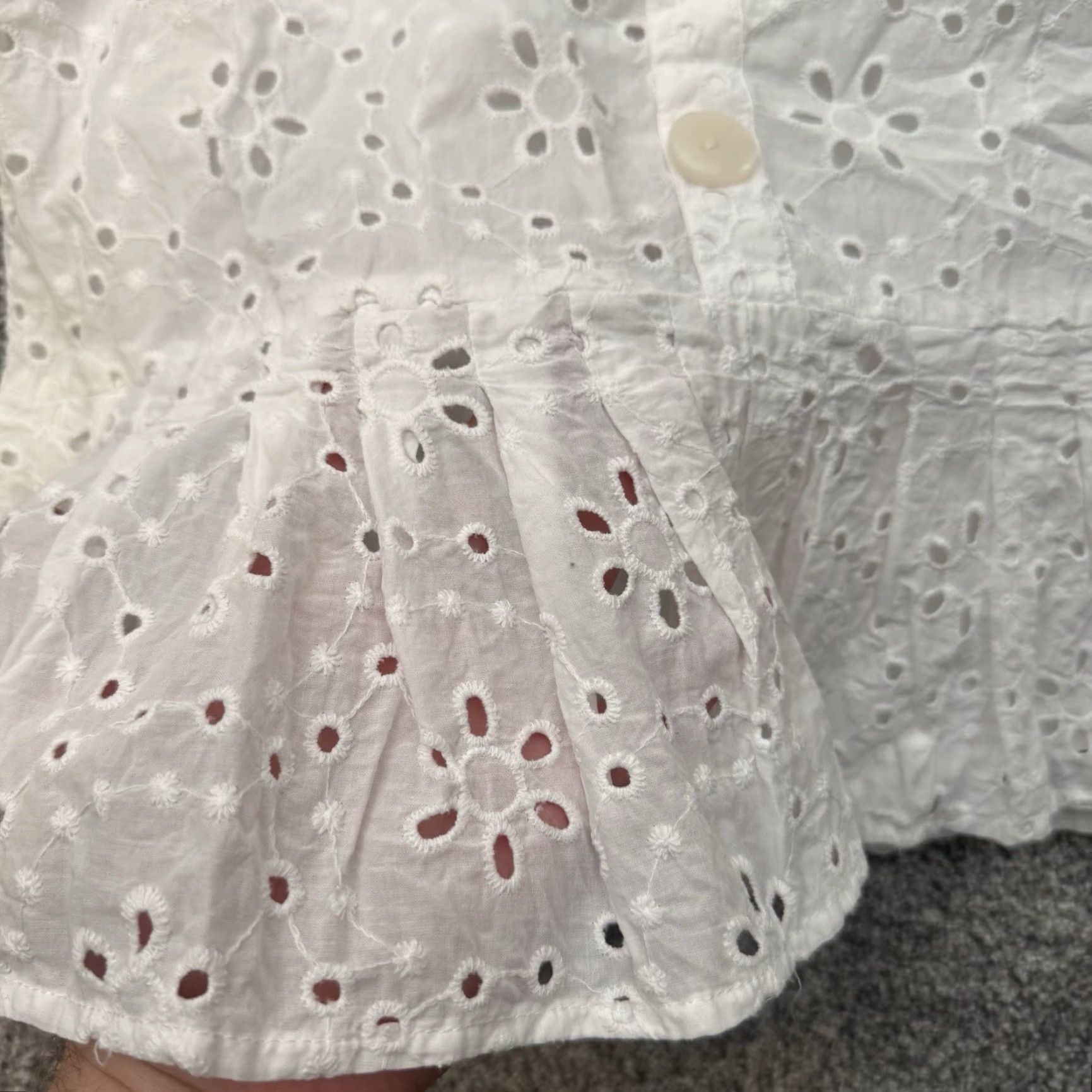 ALEXIS ALEXIS Target Mini Dress XS Eyelet Coquette Cottagecore Summer Smocked Romantic Dress Women Short White Cotton Size XS / US 0-2 / IT 36-38 - 5 Thumbnail