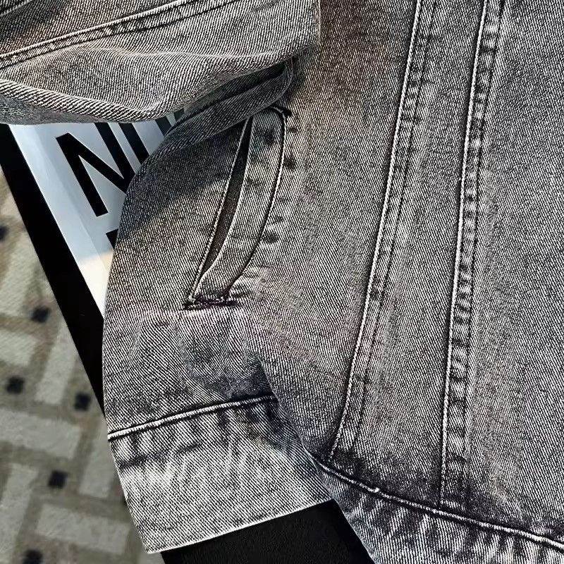 Japanese Brand Grey Washed Denim Jacket - Distressed Style - Y2K Biker Size US XXL / EU 58 / 5 - 7 Thumbnail