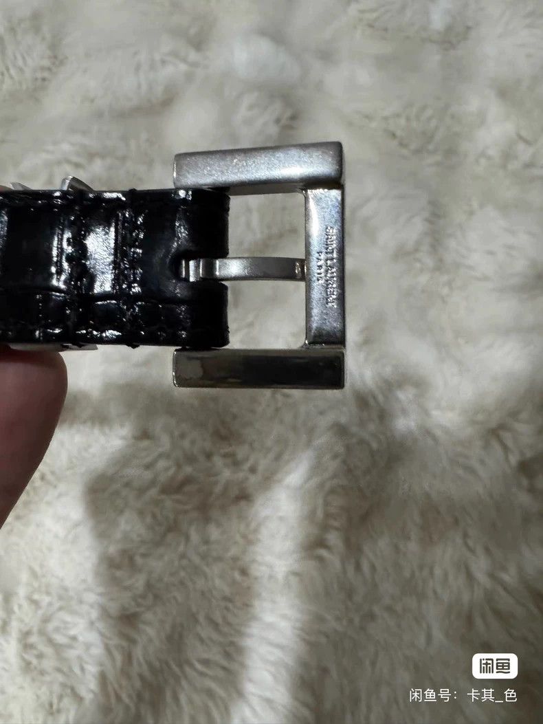 Saint Laurent Paris Saint Laurent Paris Black and silver logo embossed belt be Size ONE SIZE - 4 Thumbnail
