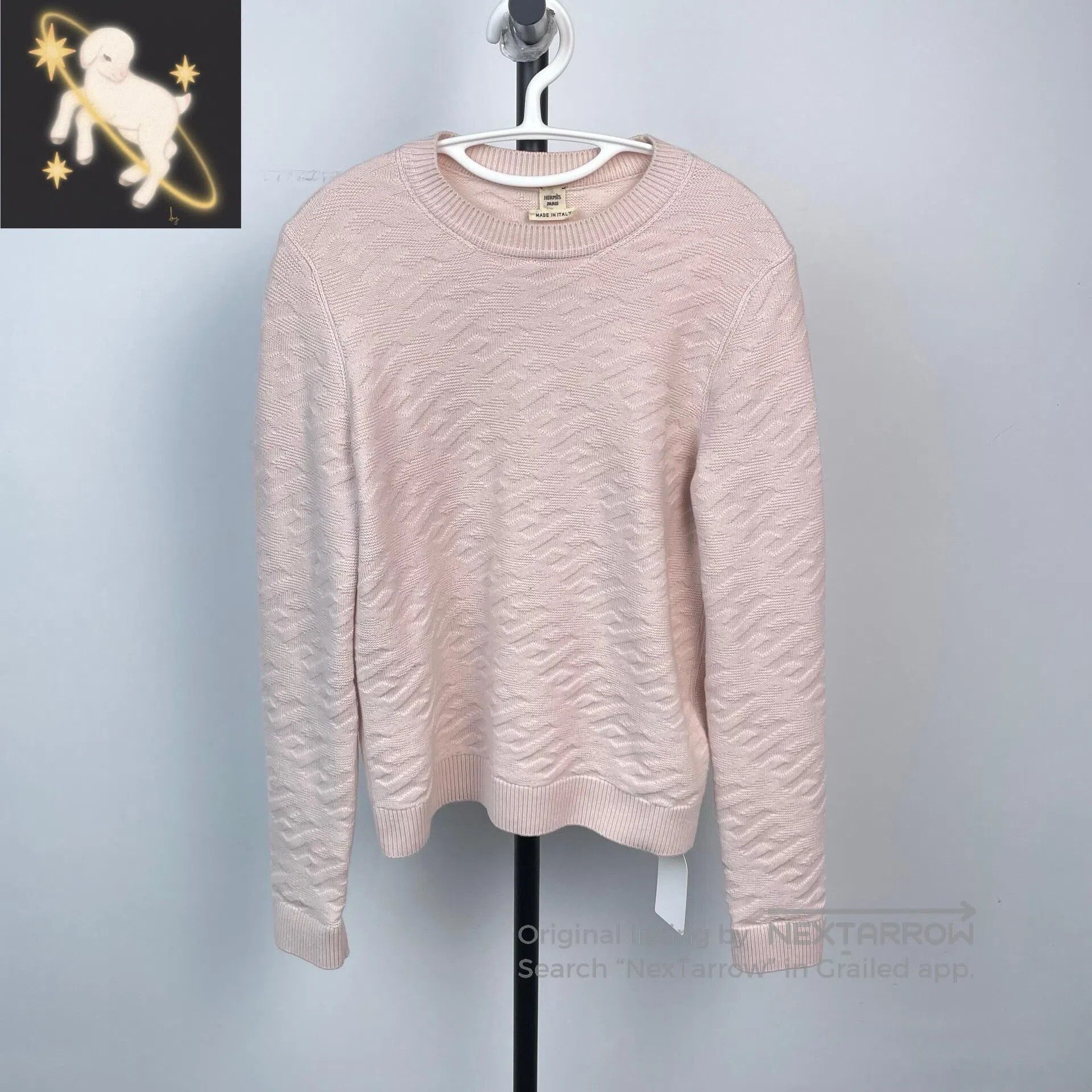 Hermes Hermes Pink H Relief Full Print Wool Knit Sweater| Size XS / US 0-2 / IT 36-38 - 1 Thumbnail