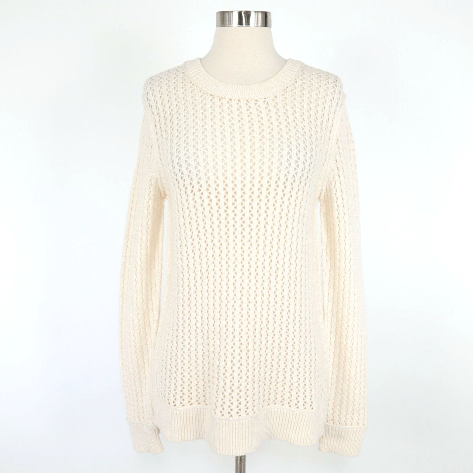 image of Michael Kors Collection Pullover Sweater Cashmere S Small New Open Knit Ivory in White, Women's