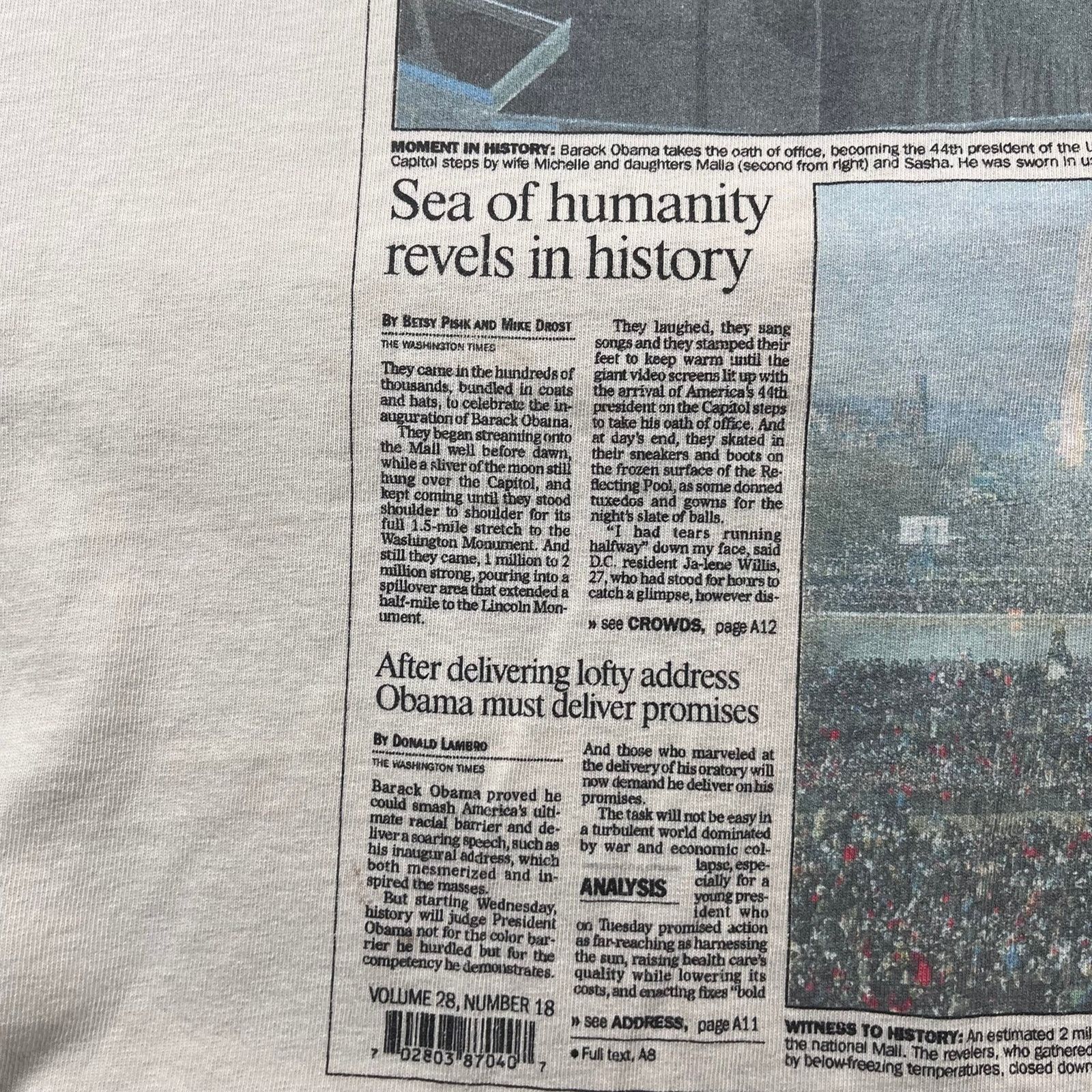 Other Y2K Obama newspaper graphic t shirt Size US XL / EU 56 / 4 - 3 Thumbnail