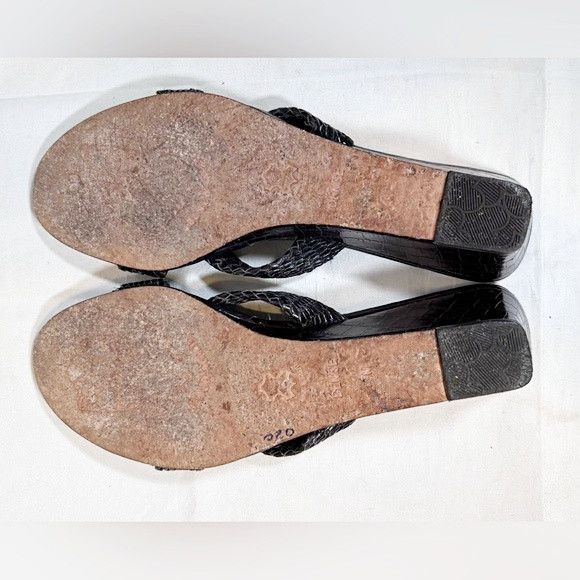 Brighton Vintage 90s Brighton Brown Weaved Leather Wedge Sandals Size US 7 / IT 37 - 7 Thumbnail