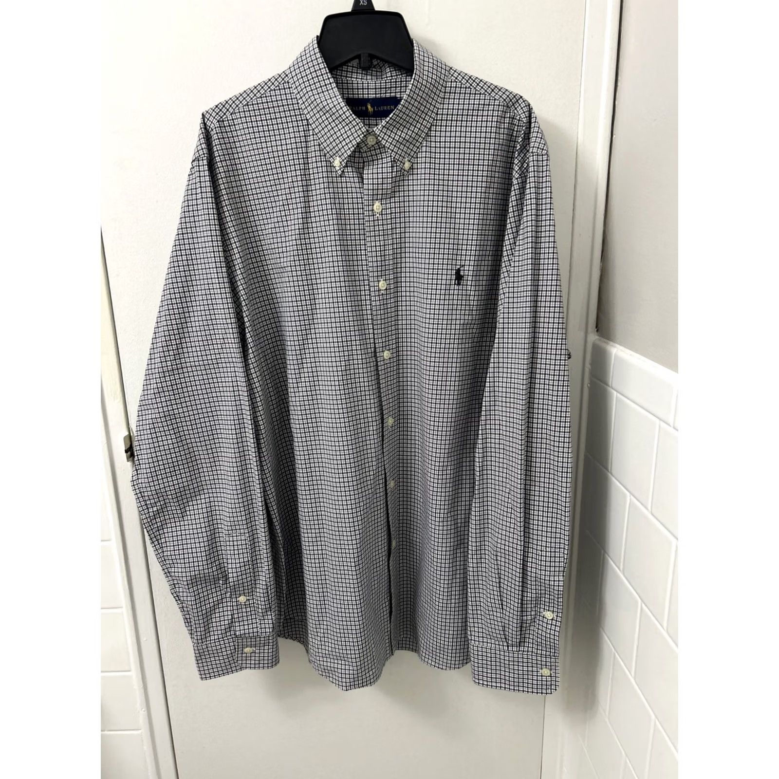 Polo Ralph Lauren VINTAGE Ralph Lauren Shirt Mens XL Black White Plaid Button-Down Pony Logo L/S Size US XL / EU 56 / 4 - 2 Thumbnail