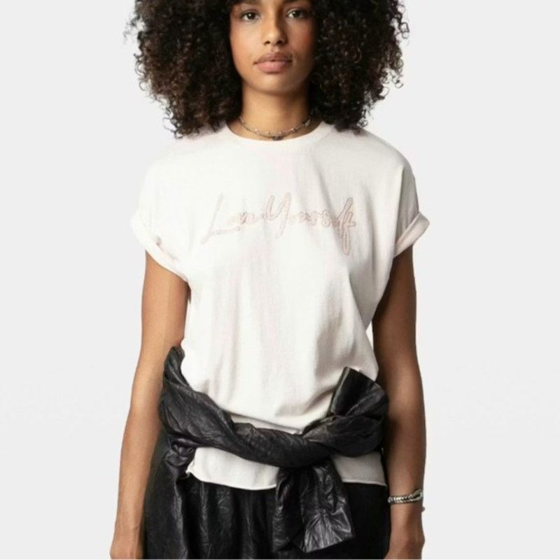 Zadig & Voltaire Zadig & Voltaire Pink Love Yourself Diamanté T-Shirt - Sz XS Size XS / US 0-2 / IT 36-38 - 16 Thumbnail