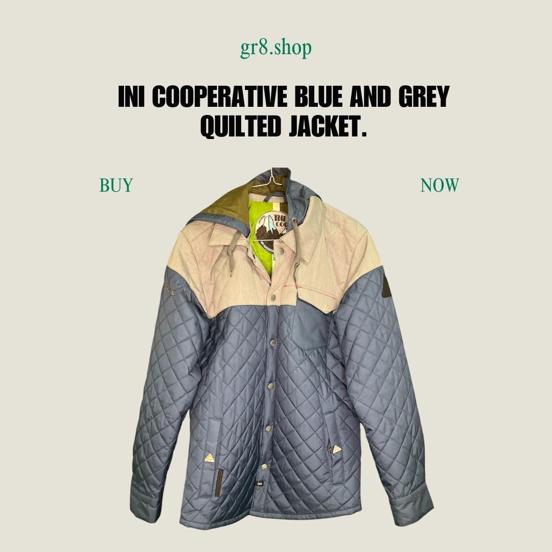 Other Ini Cooperative Blue & Grey Quilted Jacket With Hood & Snap Size US S / EU 44-46 / 1 - 1 Thumbnail