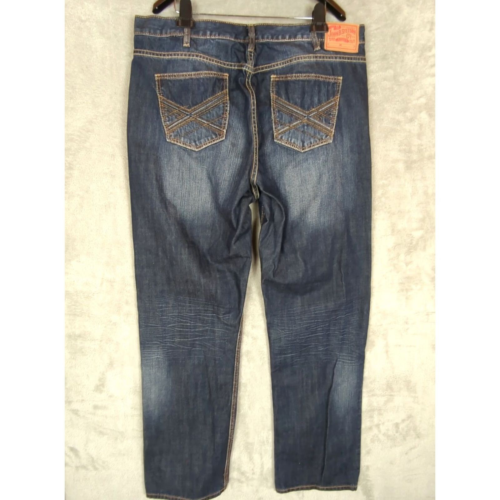 Stetson JOHN B. STETSON Jeans 1312 Modern Straight Leg Men's 42/36 Blue Denim Regular 5-Pocket Shirt Size US 42 / EU 58 - 2 Thumbnail