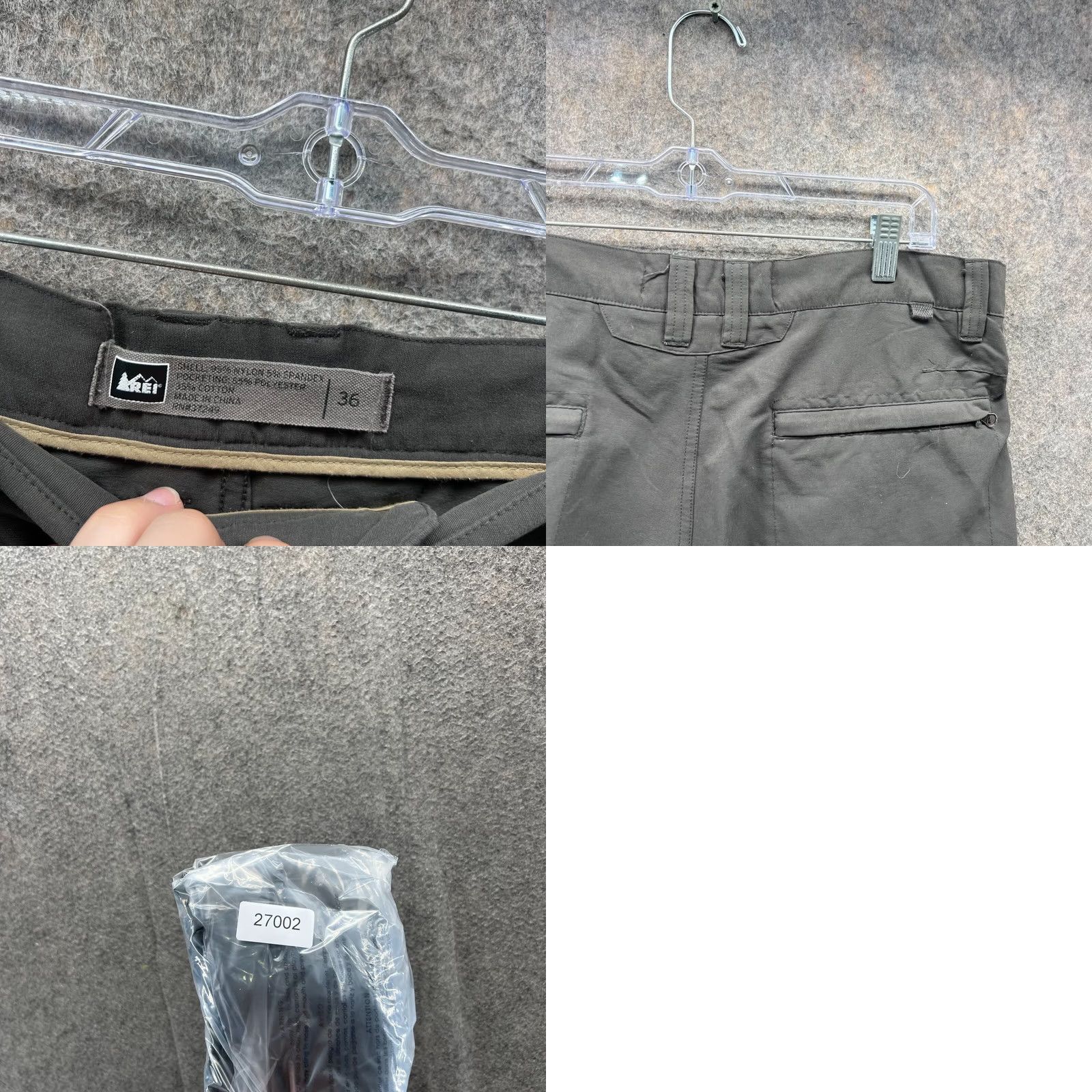 Vintage REI Shorts Men 36 Gray Nylon Cargo Flat Front Inseam 13 Outdoor Casual Travel Spring Summer Fall Mens Size US 36 / EU 52 - 8 Thumbnail