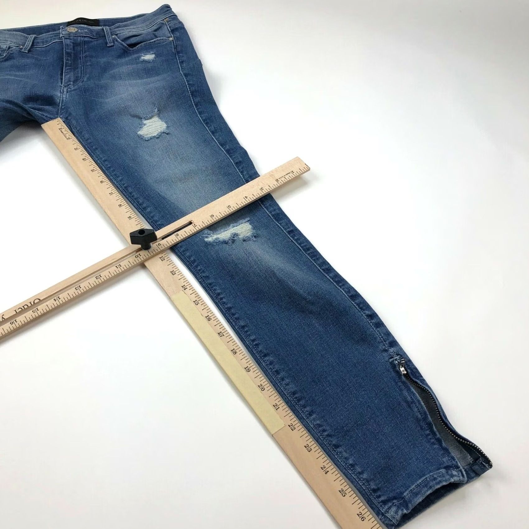 Vintage VINTAGE Black Orchid Los Angeles Amber Zipper Skinny 27 Tag Jeans Womens 27 27W 27L Zip Denim Blue Cotton Blend Stretch Size 27" / US 4 / IT 40 - 3 Thumbnail