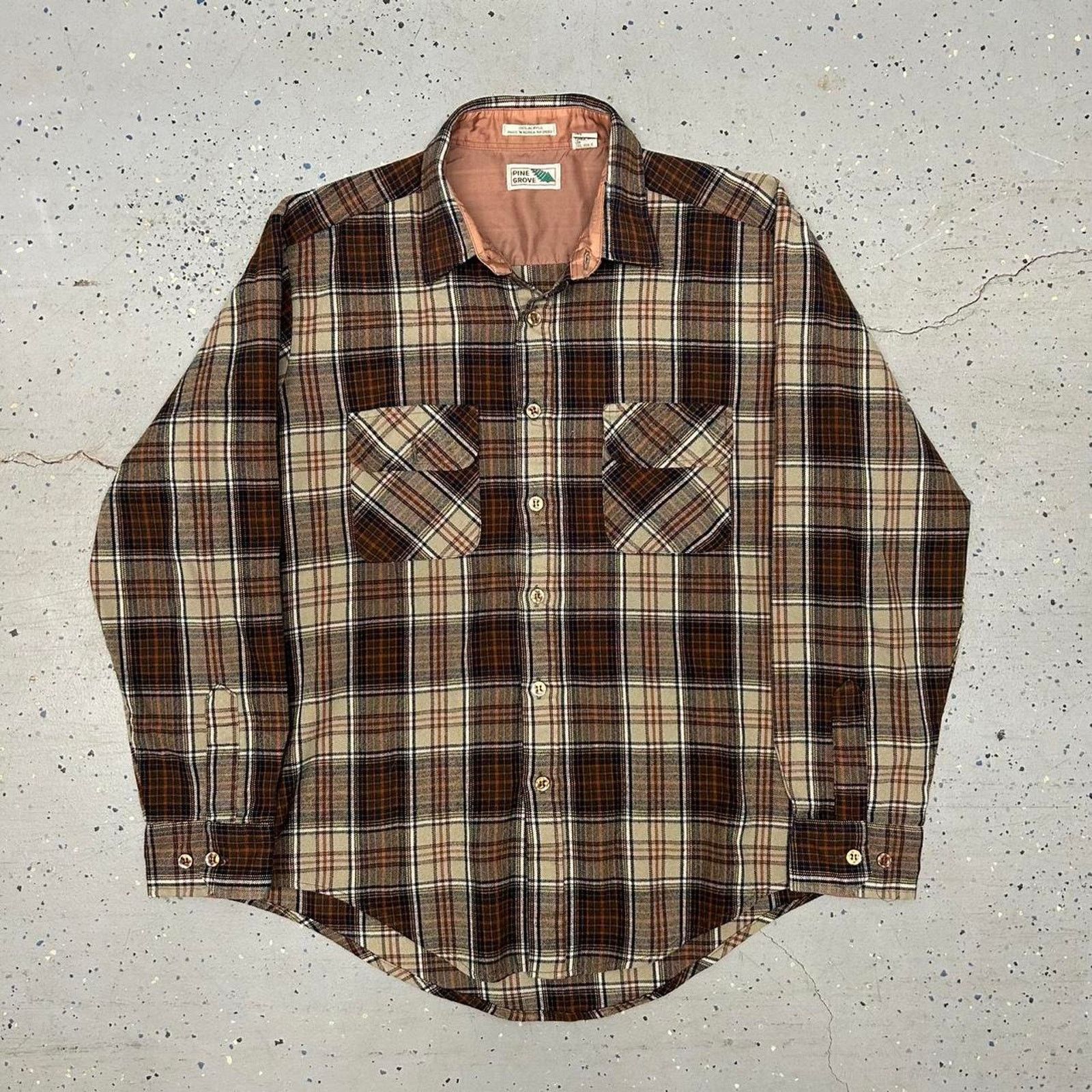 Other VTG Brown and cream plaid button-up shirt Size US L / EU 52-54 / 3 - 1 Thumbnail