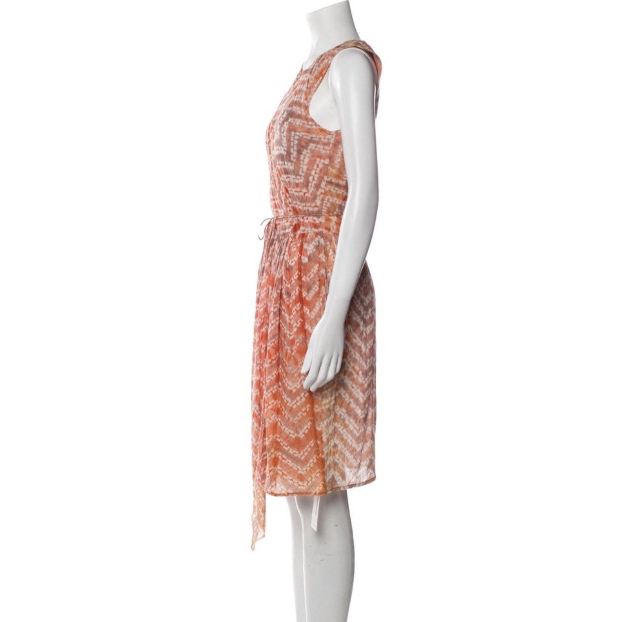 Ulla Johnson ULLA JOHNSON Vintage Orange Tie-Dye Knee Length Wrap Dress Size M / US 6-8 / IT 42-44 - 2 Thumbnail