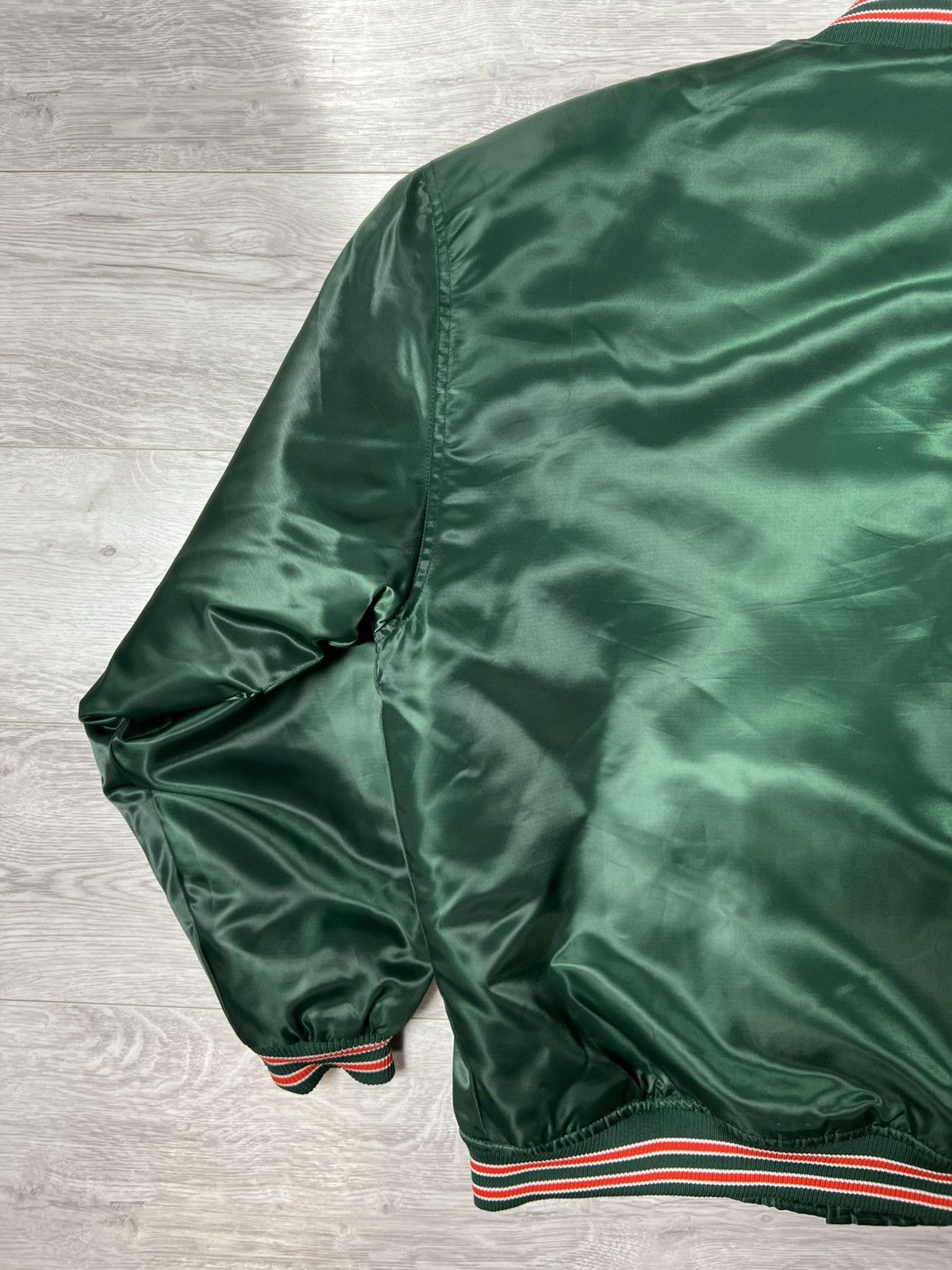Starter Vintage 90s NCAA Miami Hurricanes Satin Snap Bomber Jacket Size US XL / EU 56 / 4 - 15 Thumbnail