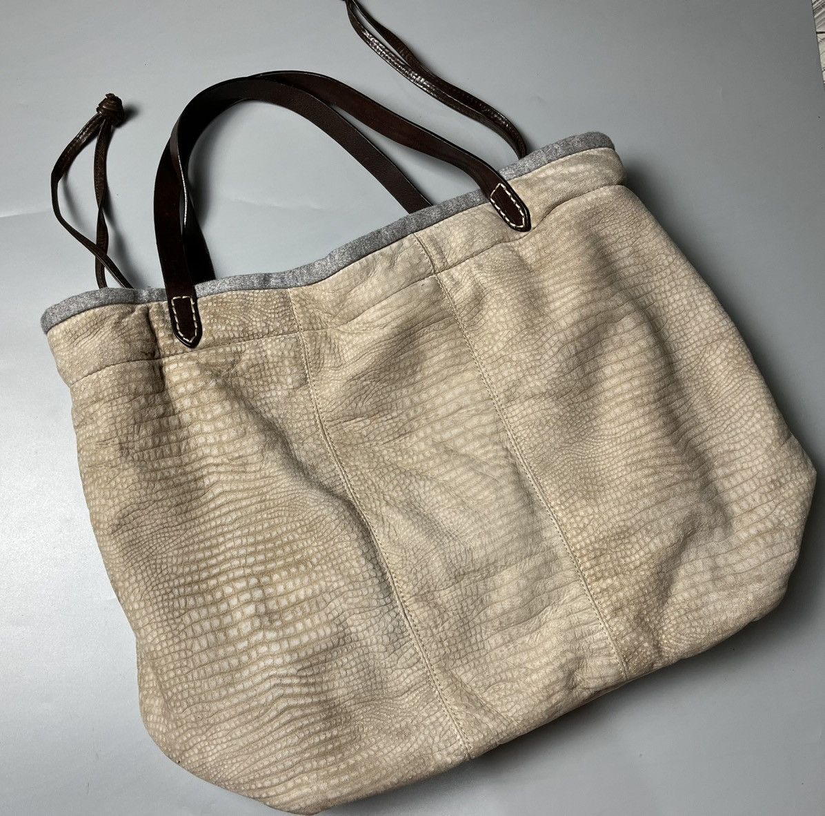 Brunello Cucinelli Brunello Cucinelli crocodile embossed suede tote bag Size ONE SIZE - 2 Thumbnail