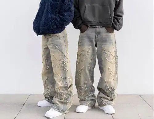 Jean Manami x Rieko Jeans Patchwork Gothic Raw Edge Embroidered Size US 34 / EU 50 - 3 Thumbnail