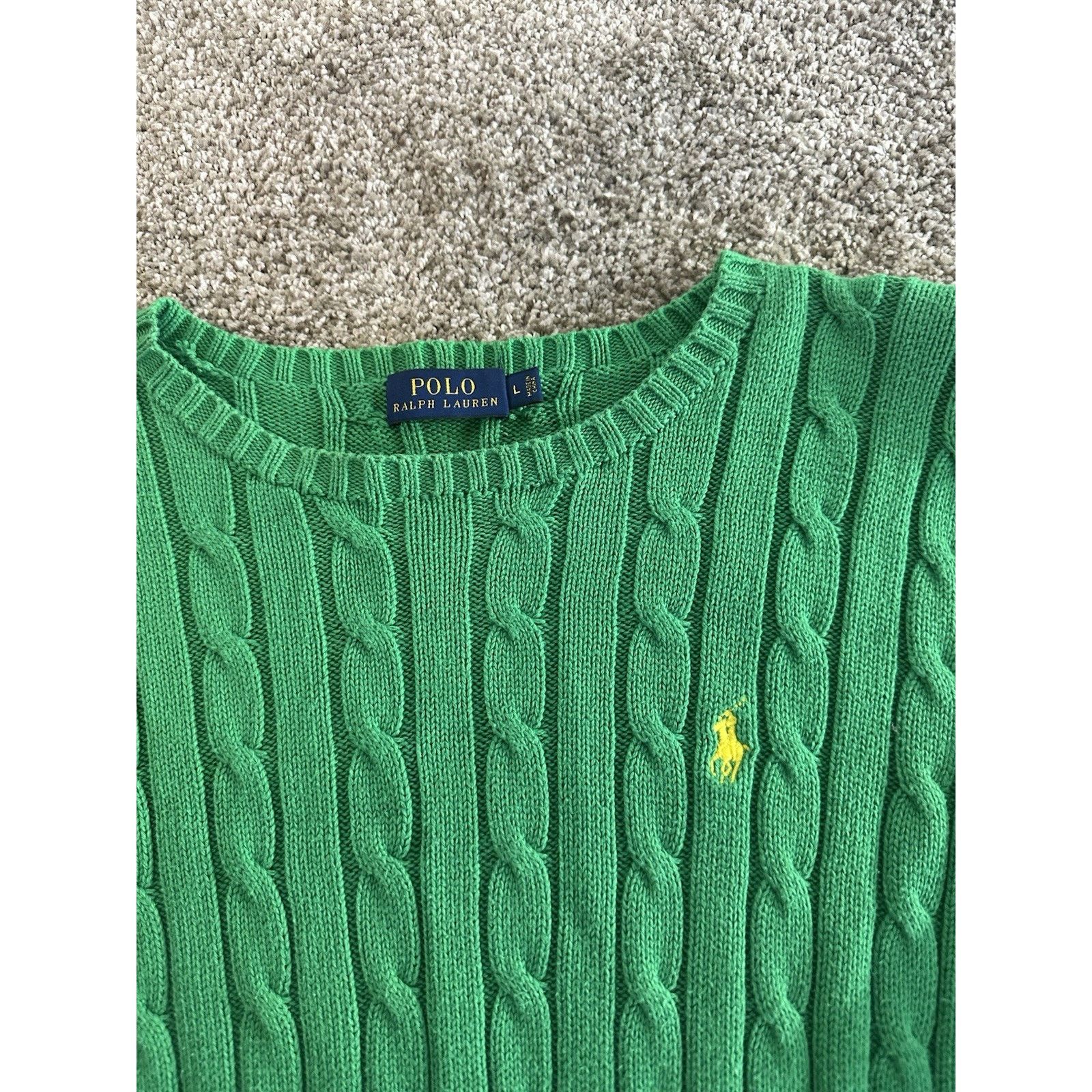 Polo Ralph Lauren Ralph Lauren woman’s Green Cable-Knit Pullover Sweater L Size US L / EU 52-54 / 3 - 3 Thumbnail