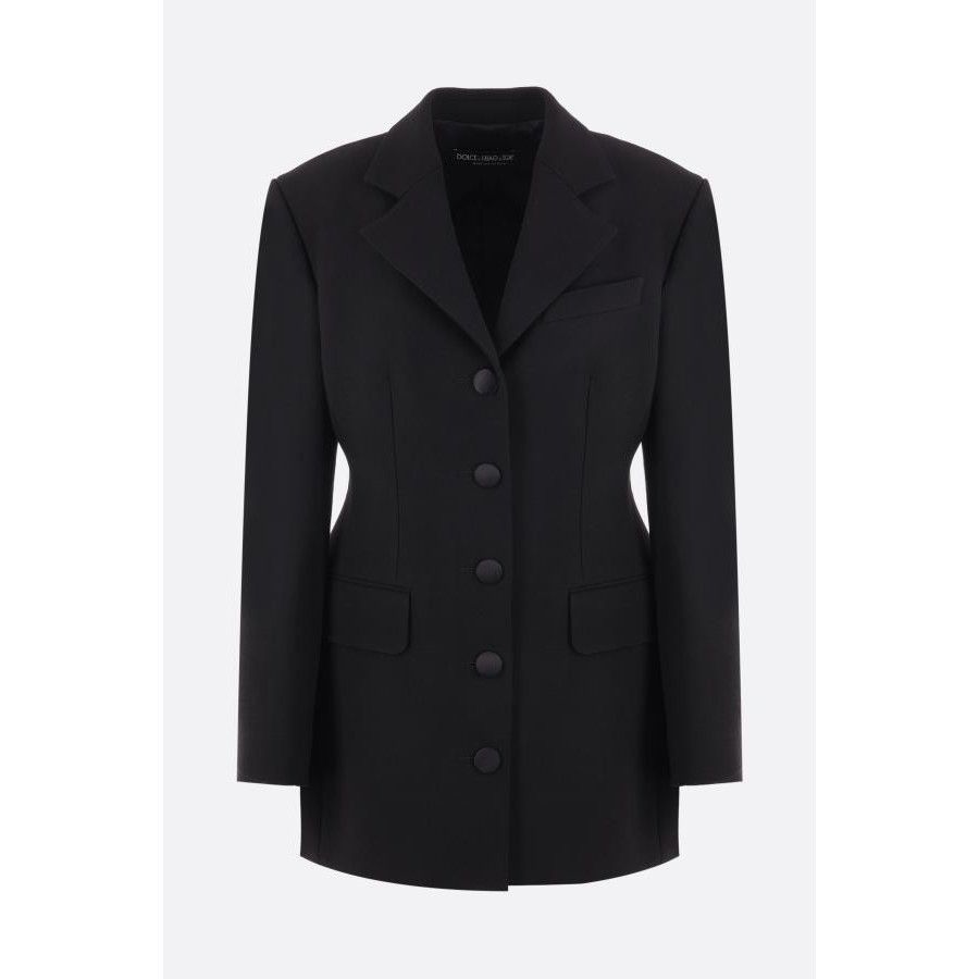 Dolce & Gabbana DOLCE & GABBANA Black Cady Long Jacket New & Authentic (Wome Size M / US 6-8 / IT 42-44 - 1 Thumbnail