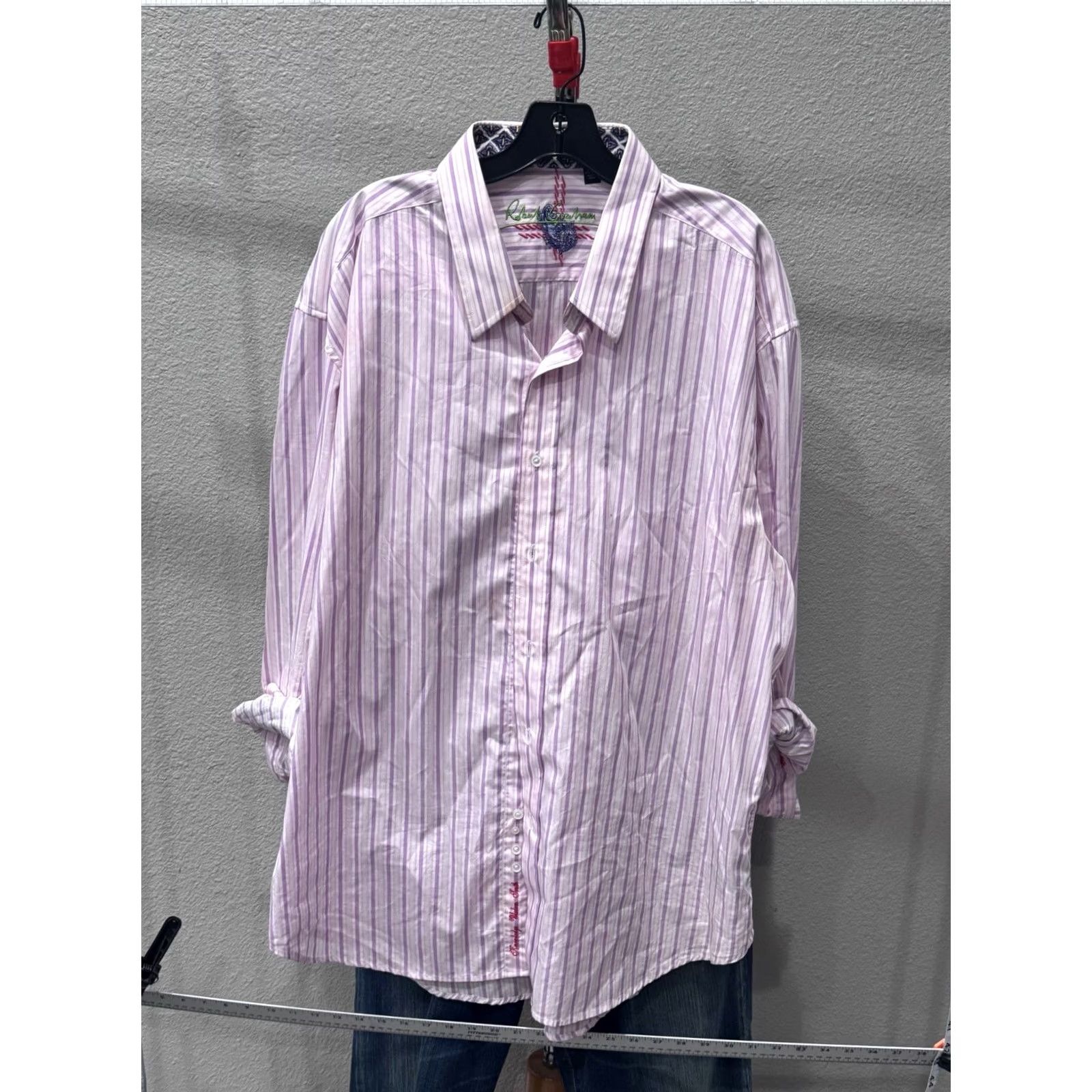 Robert Graham Robert Graham Plum Stripe LONG SLEEVE SHIRT 3XL XXXL Men XS/XX? No—keep original sizes: 3XL XXXL 18.5 x 37 SHIRT Mens Multicolor Long Sleeve stripes Size US XXL / EU 58 / 5 - 2 Thumbnail